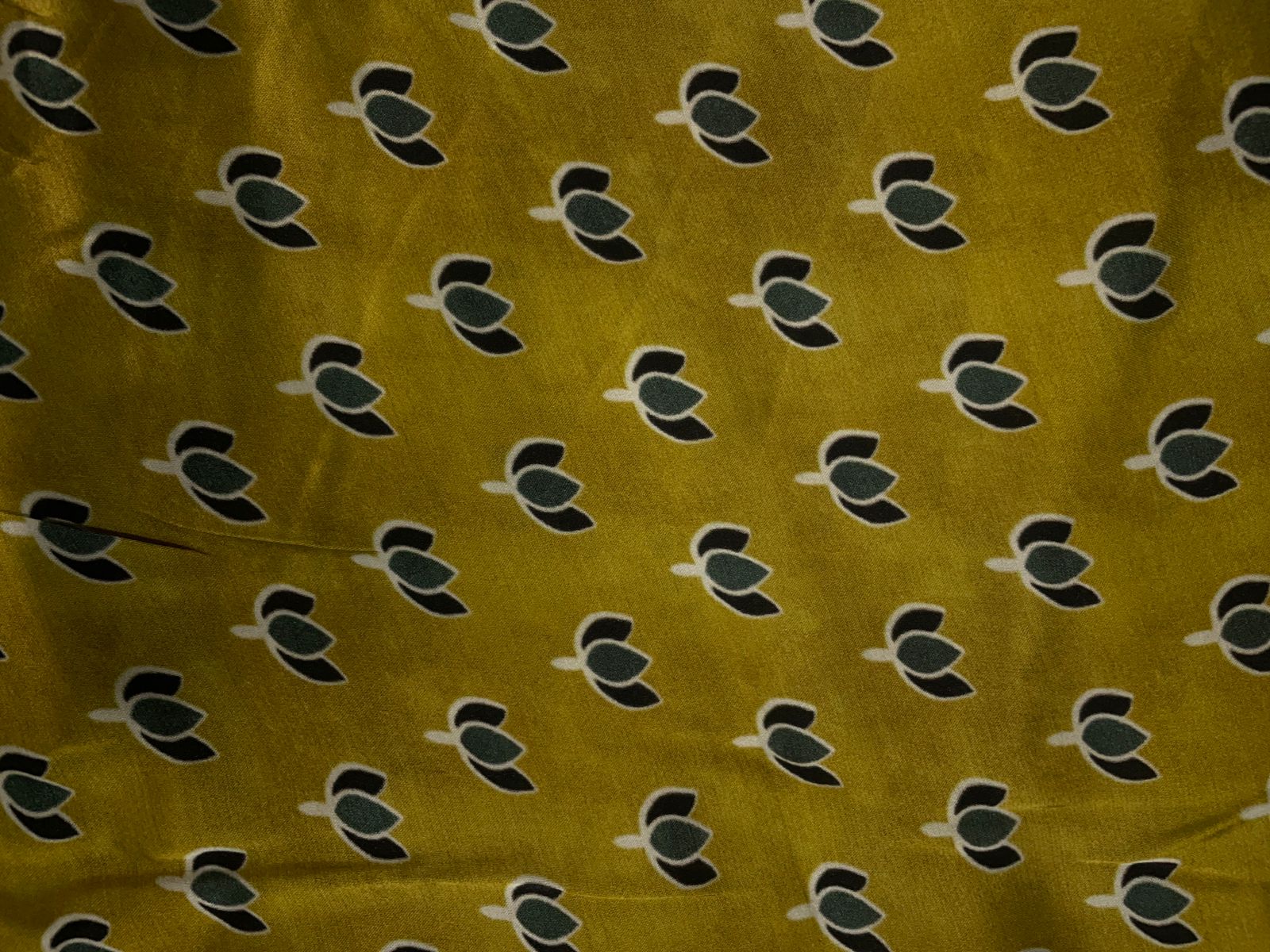 Mustard Floral Modal Satin Fabric KTEX