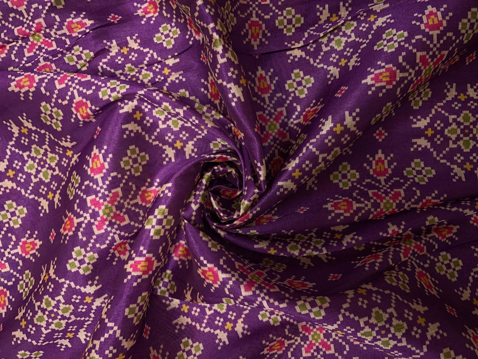 Purple Geometric Semi Tussar Fabric Kapdashop