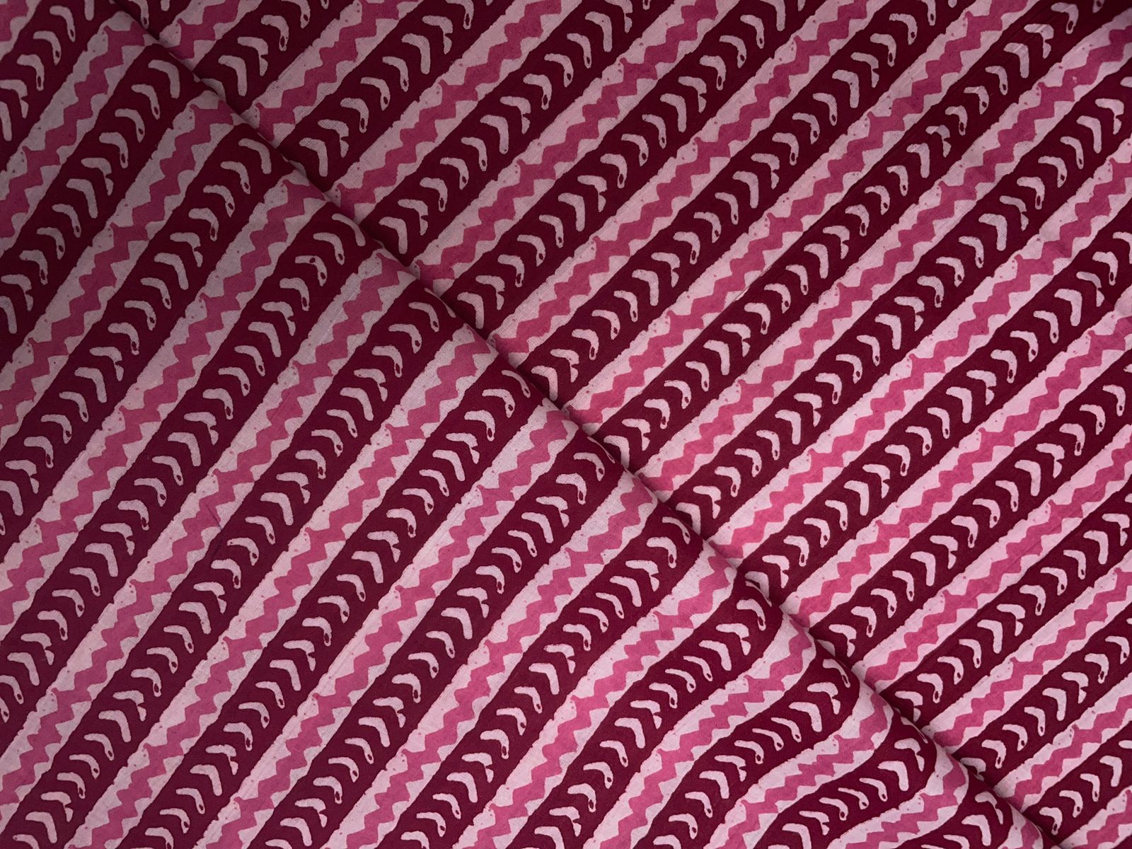 Pink & Red Stripes Cotton Cambric Fabric Kapdashop
