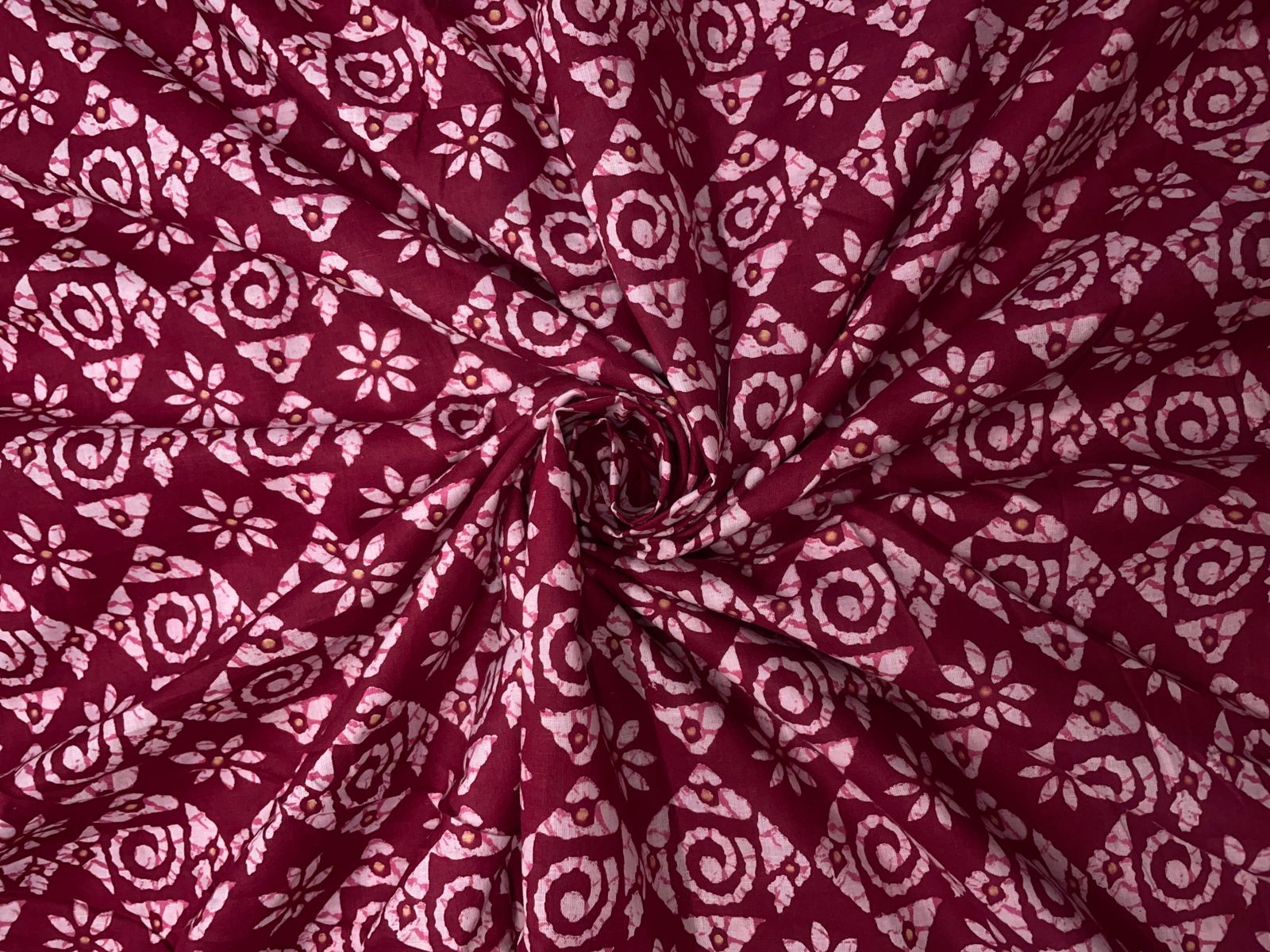 Maroon Abstract Cotton Cambric Fabric KTEX