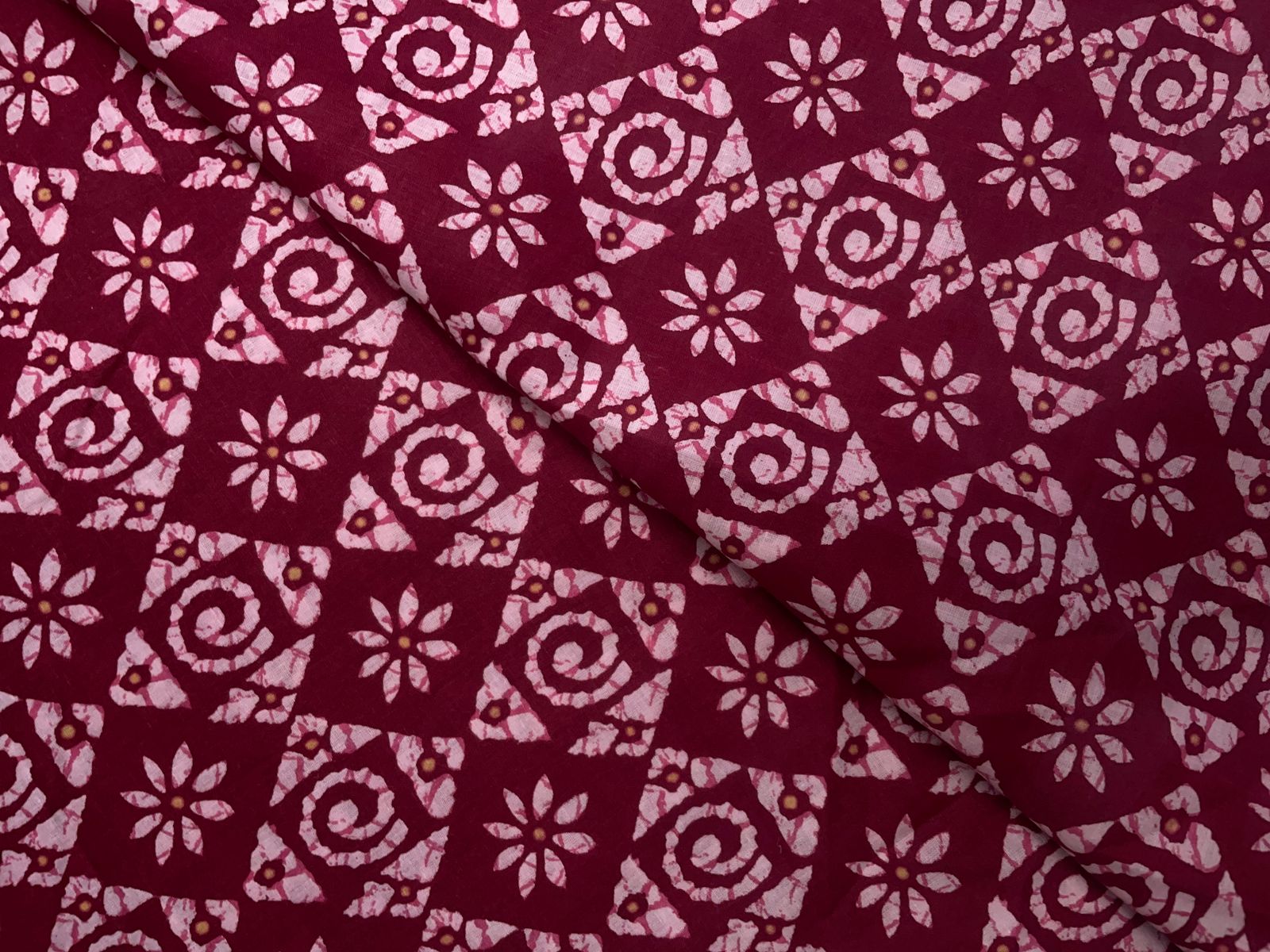 Maroon Abstract Cotton Cambric Fabric KTEX