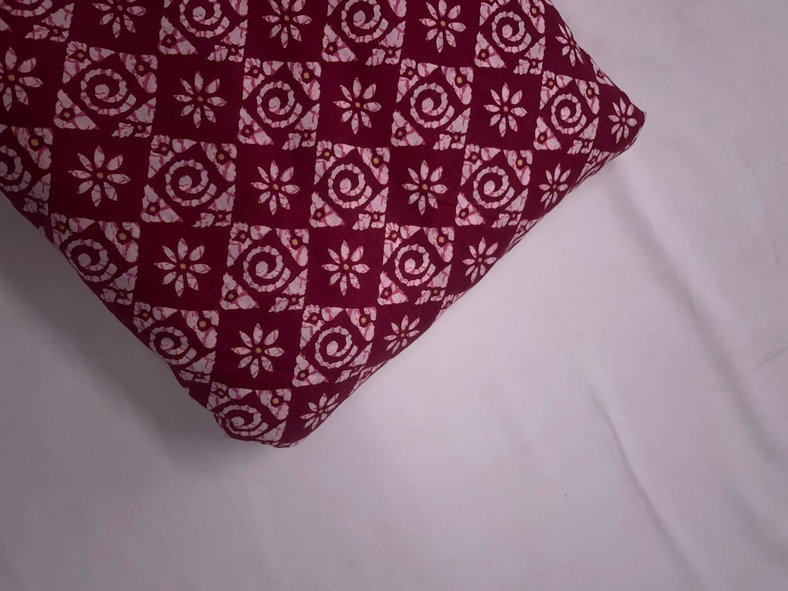 Maroon Abstract Cotton Cambric Fabric KTEX