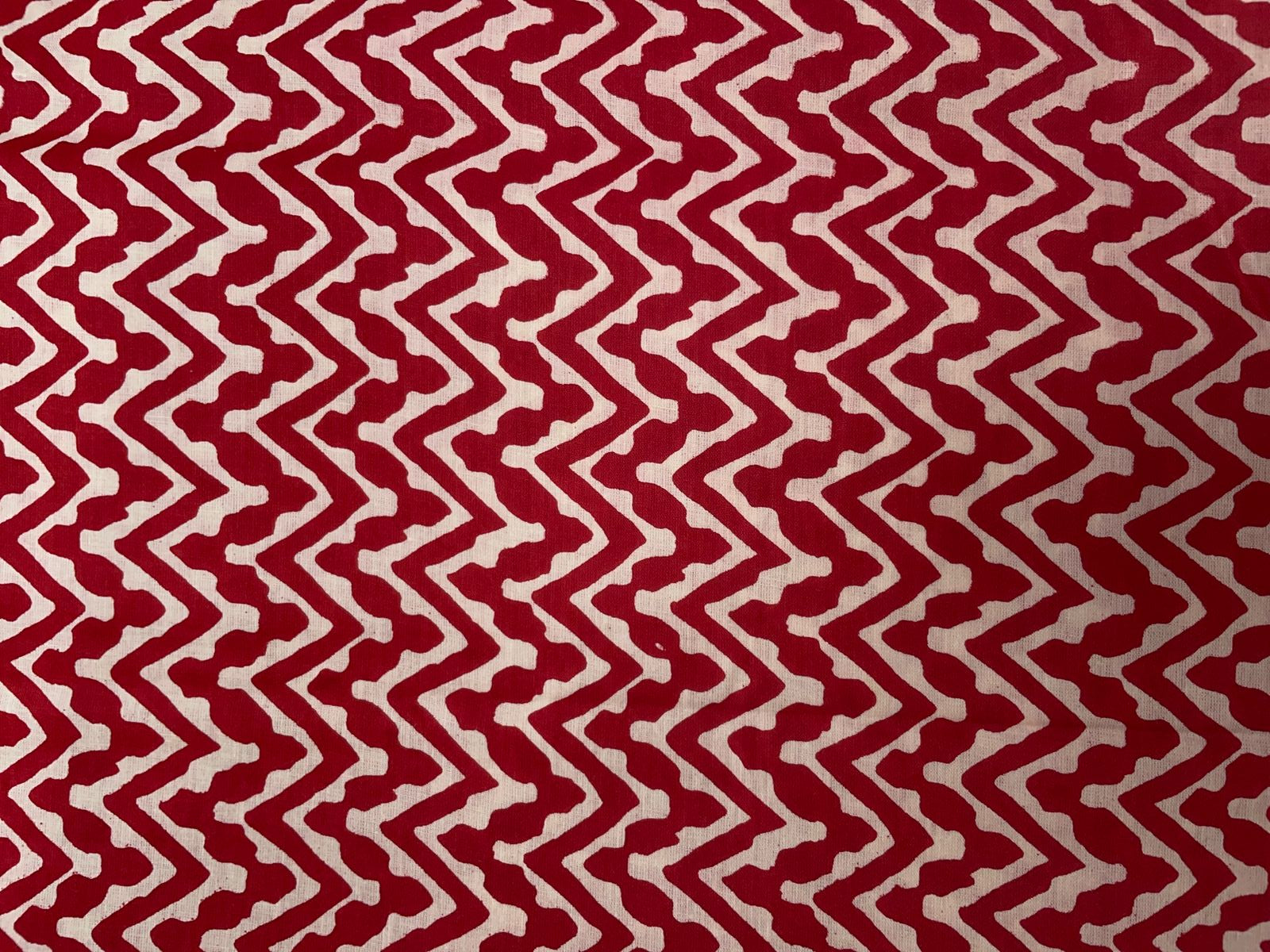 Red & White Chevron Cotton Fabric Kapdashop