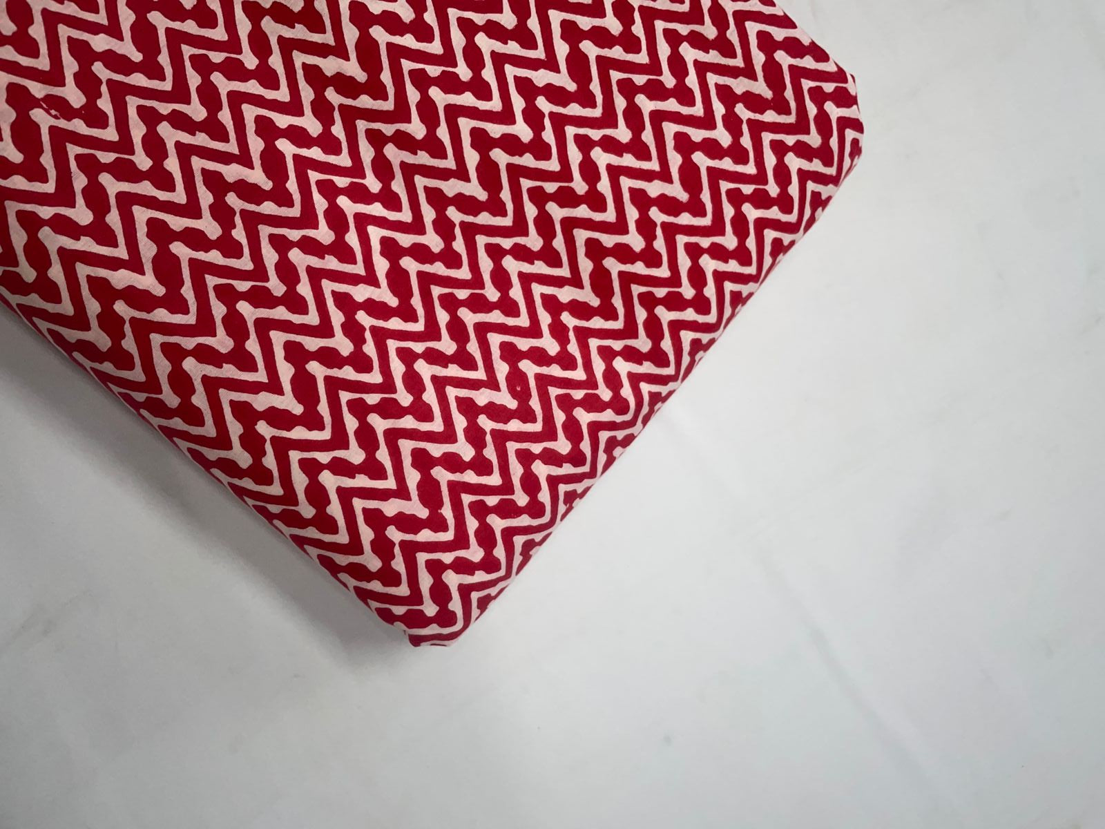 Red & White Chevron Cotton Fabric KTEX