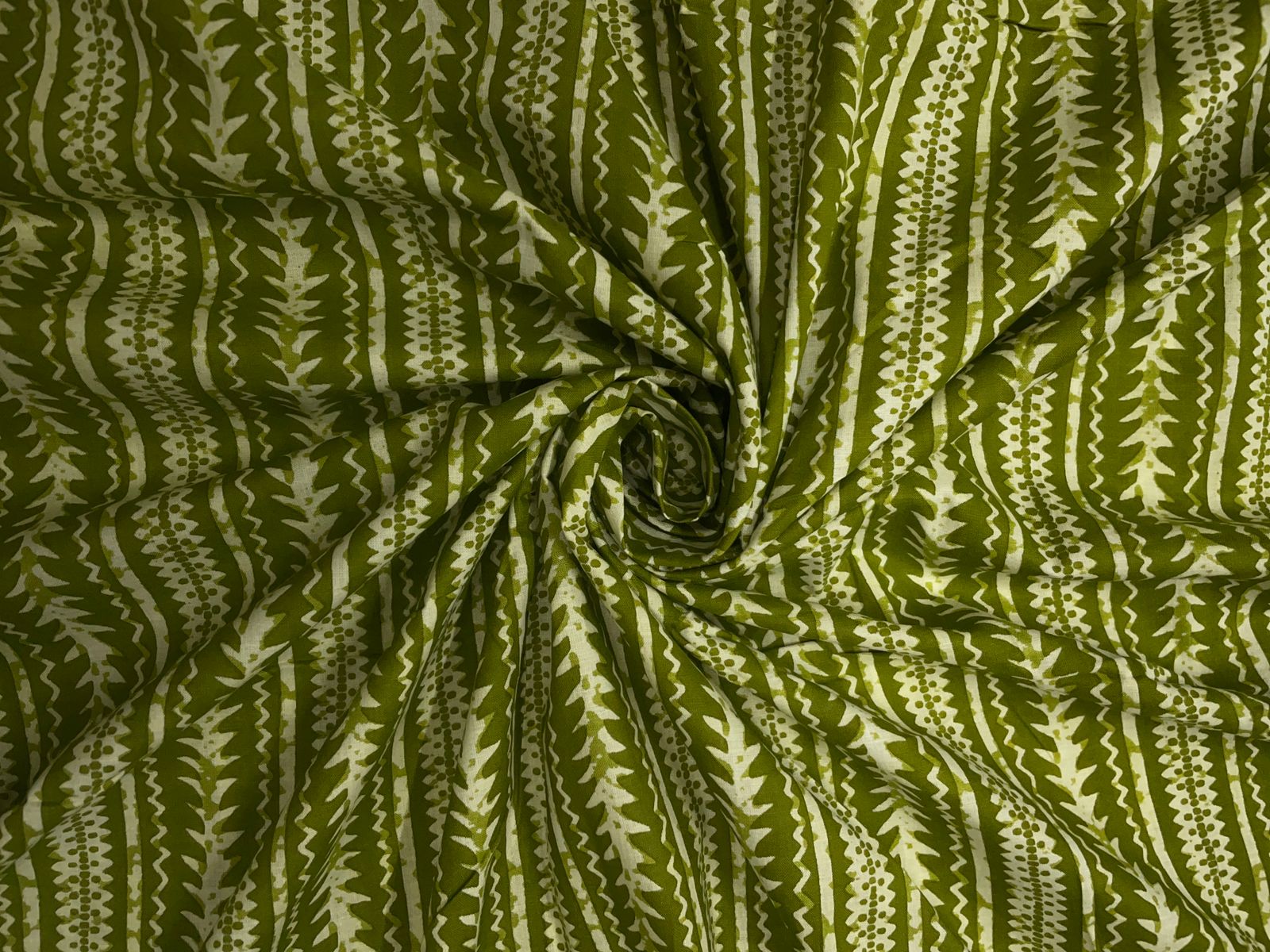Green Stripes Cotton Cambric Fabric KTEX