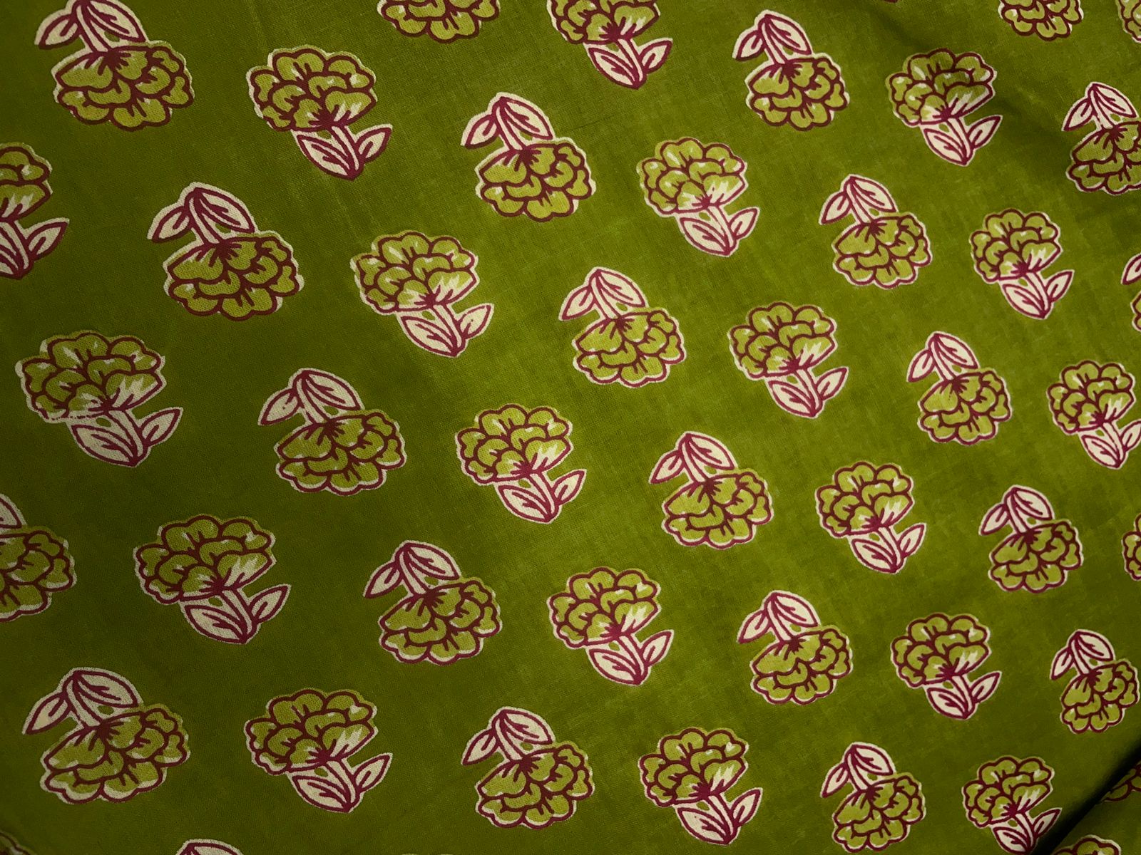 Green Floral Cotton Cambric Fabric Kapdashop