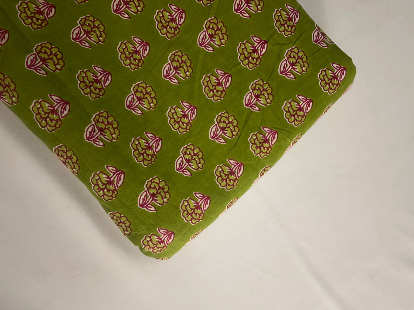 Green Floral Cotton Cambric Fabric Kapdashop