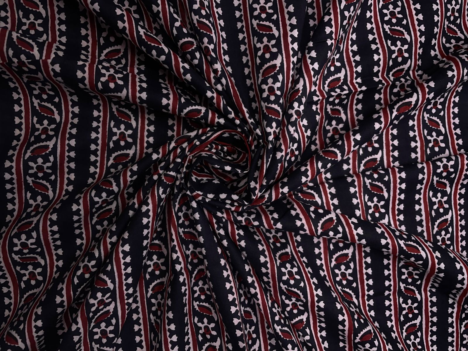 Black Stripes Cotton Cambric Fabric KTEX