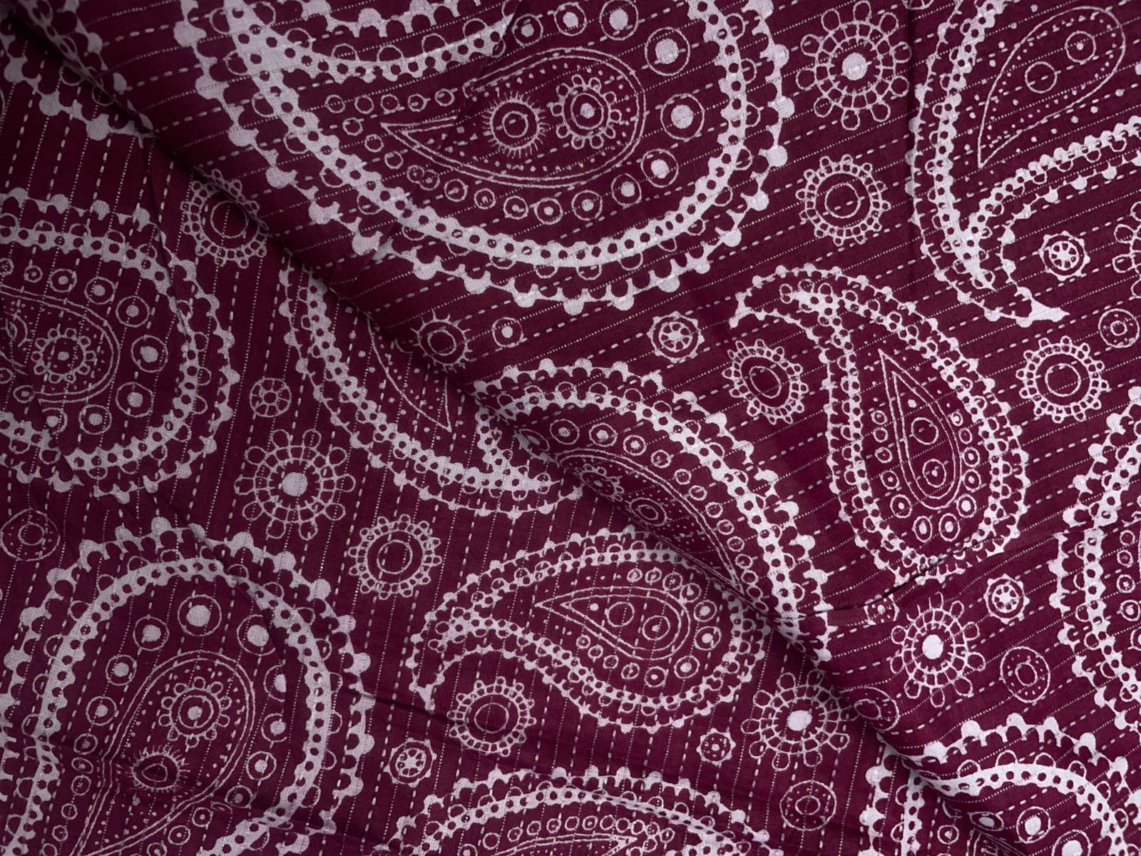 Purple Paisley Cotton Cambric Kantha Fabric KTEX