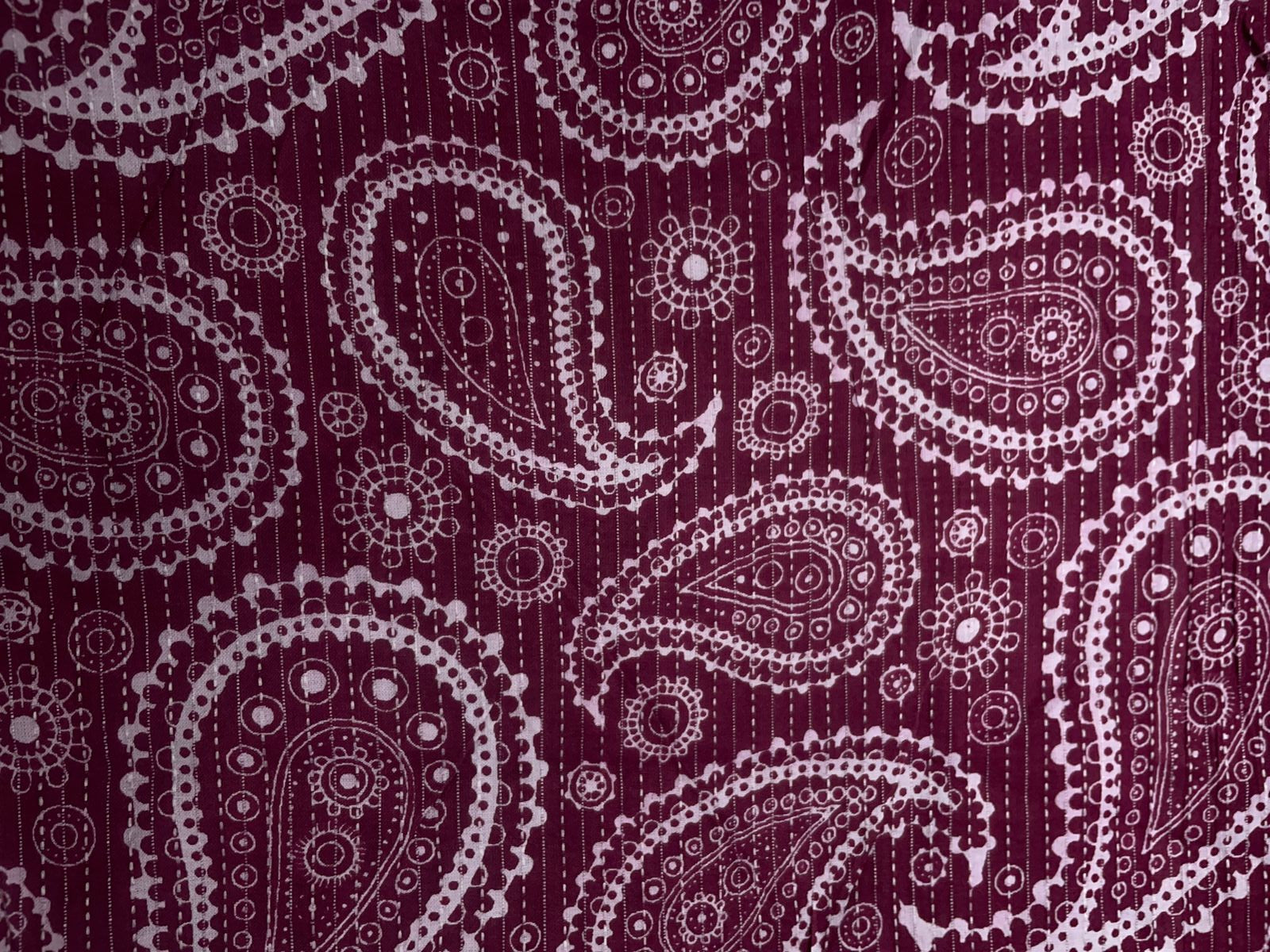 Purple Paisley Cotton Cambric Kantha Fabric KTEX
