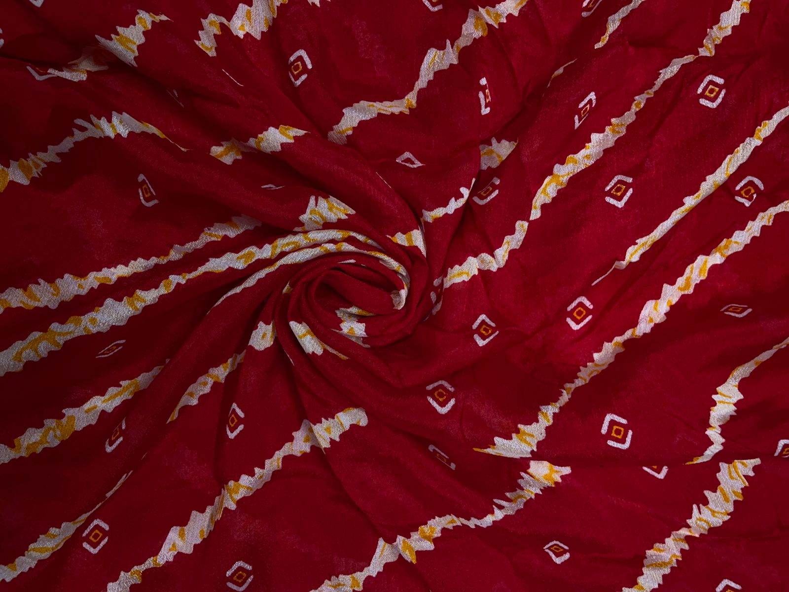 Red & White Stripes Chinon Chiffon Fabric KTEX