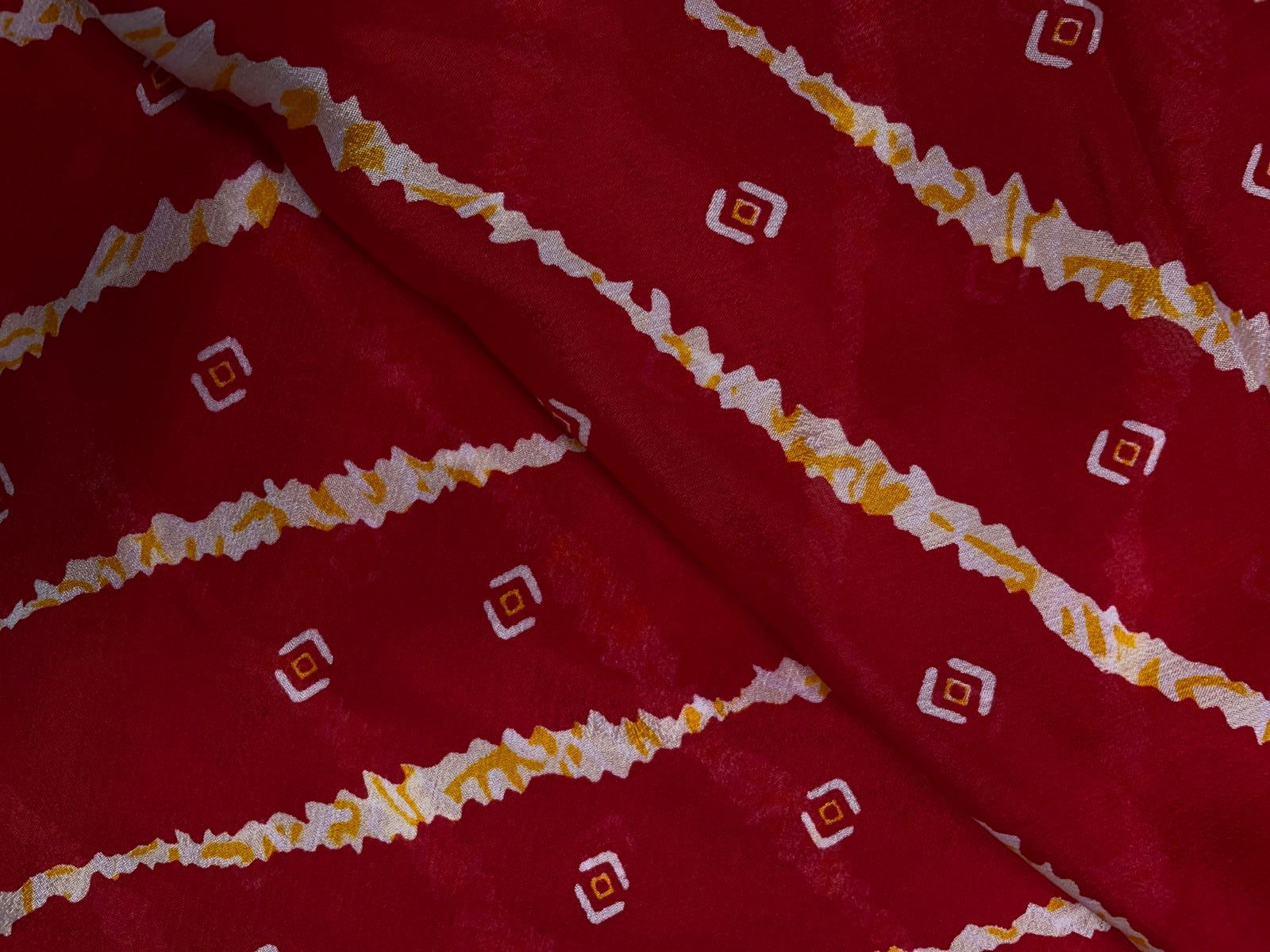 Red & White Stripes Chinon Chiffon Fabric Kapdashop