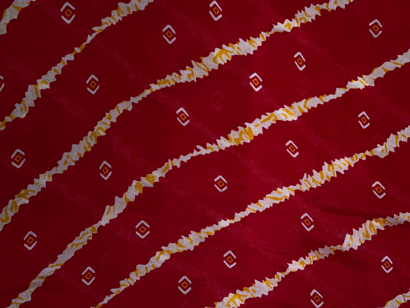 Red & White Stripes Chinon Chiffon Fabric Kapdashop