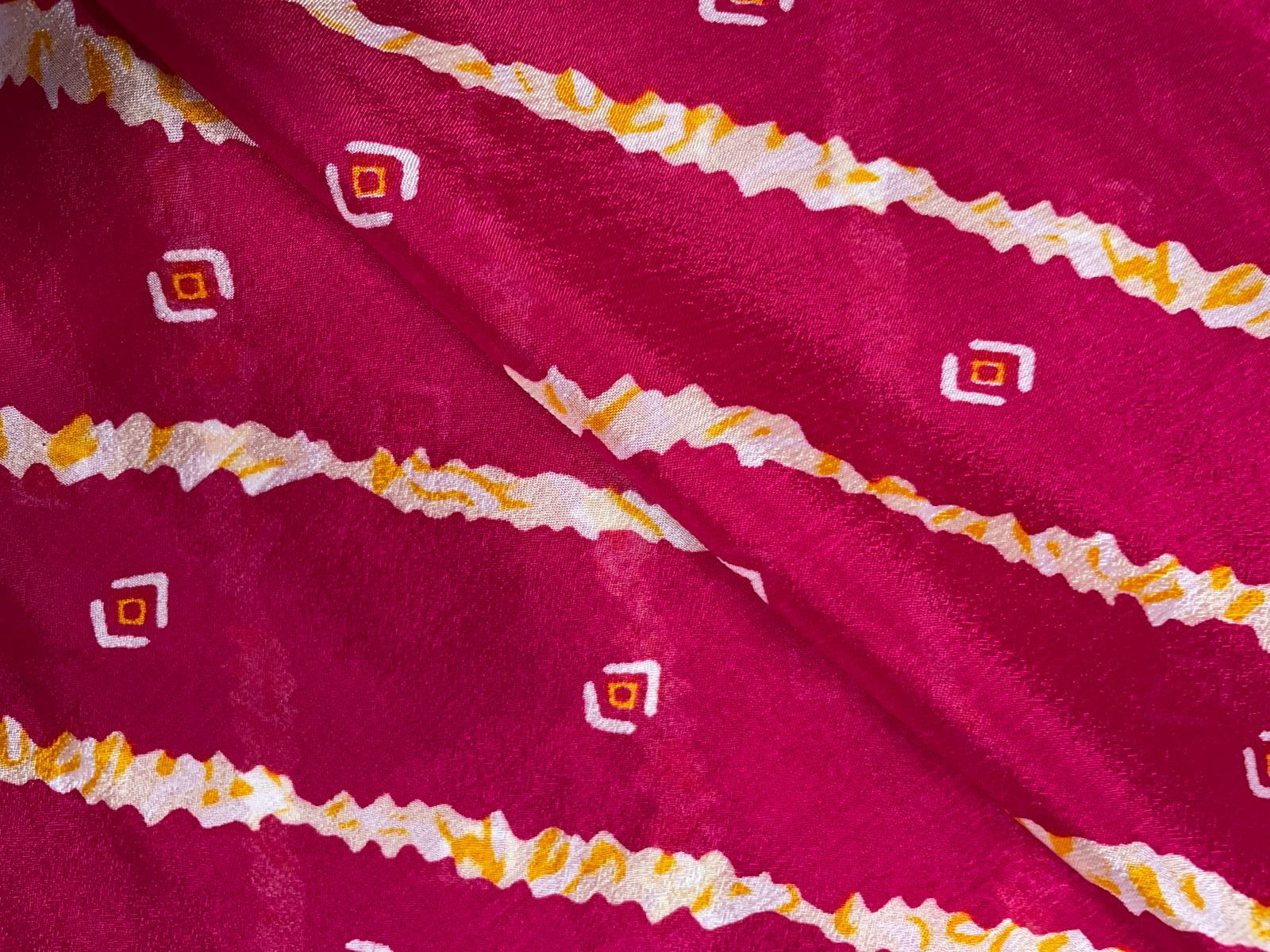 Magenta & White Stripes Chinon Chiffon Fabric KTEX