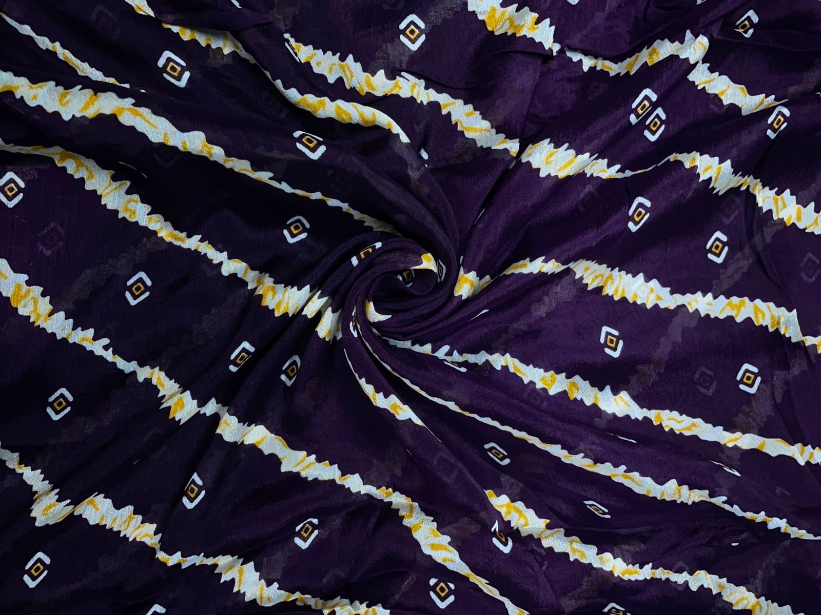 Royal Purple & White Stripes Chinon Chiffon Fabric Kapdashop