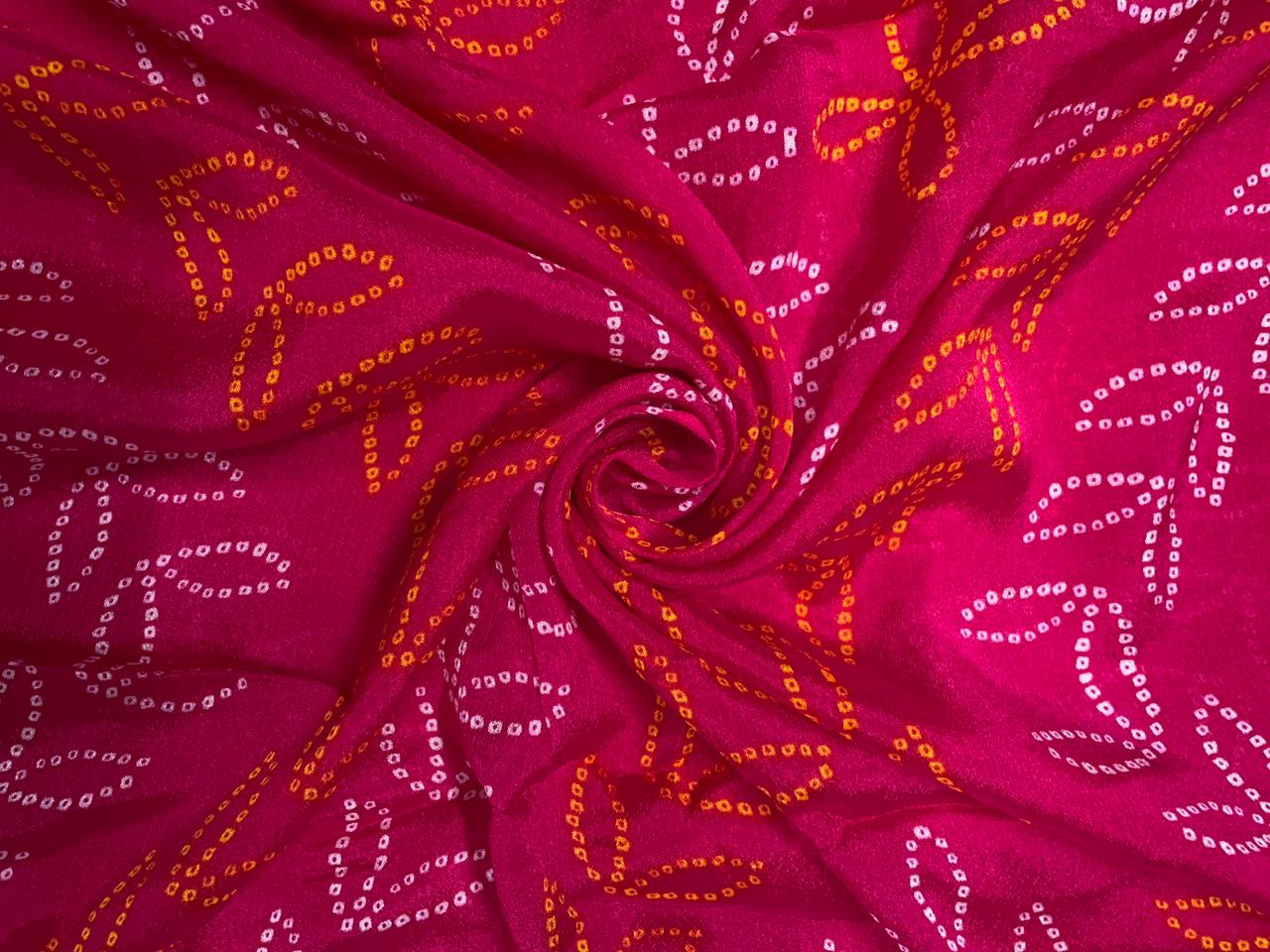 Magenta Floral Chinon Chiffon Fabric Kapdashop