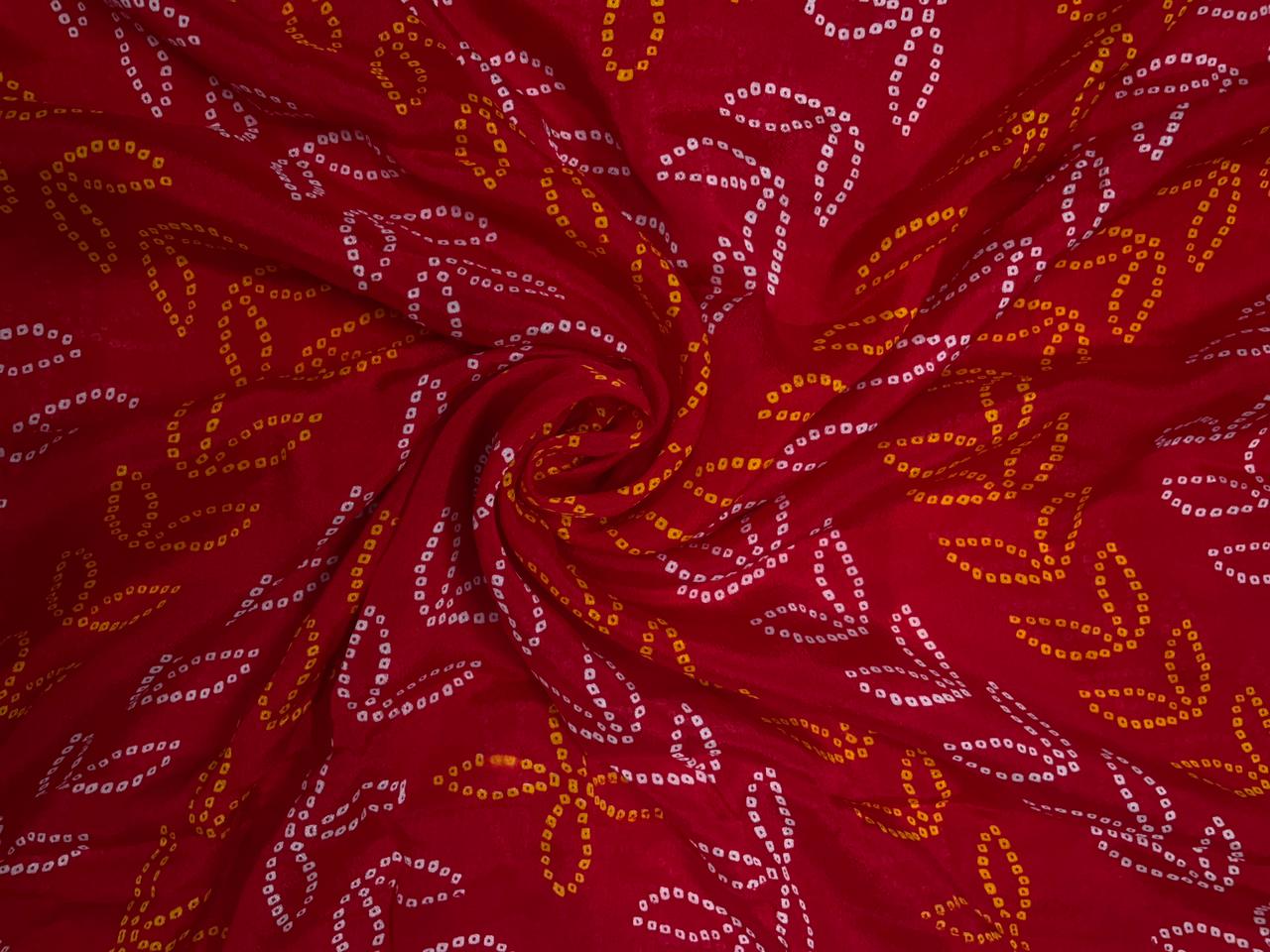 Red Floral Chinon Chiffon Fabric Kapdashop