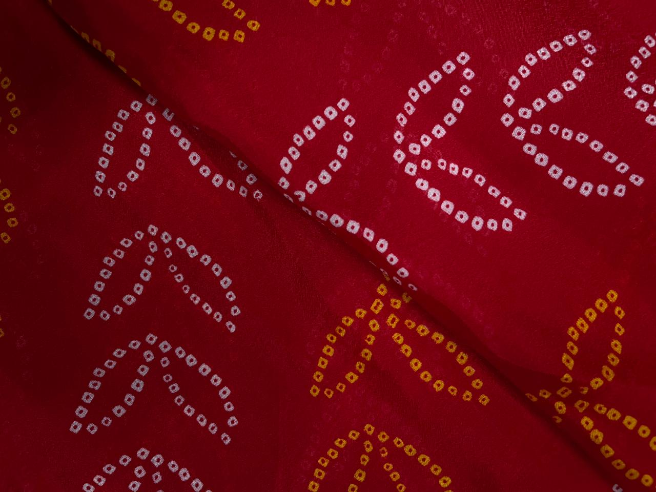 Red Floral Chinon Chiffon Fabric KTEX