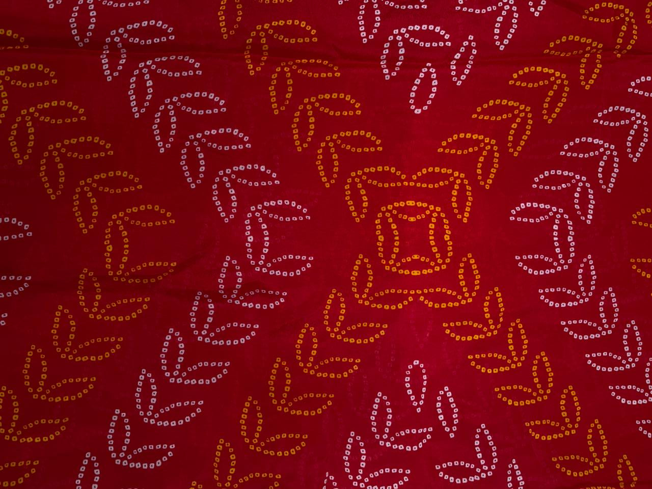 Red Floral Chinon Chiffon Fabric KTEX