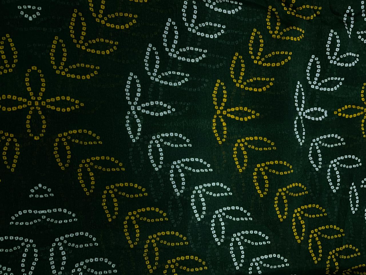 Bottle Green Floral Chinon Chiffon Fabric KTEX