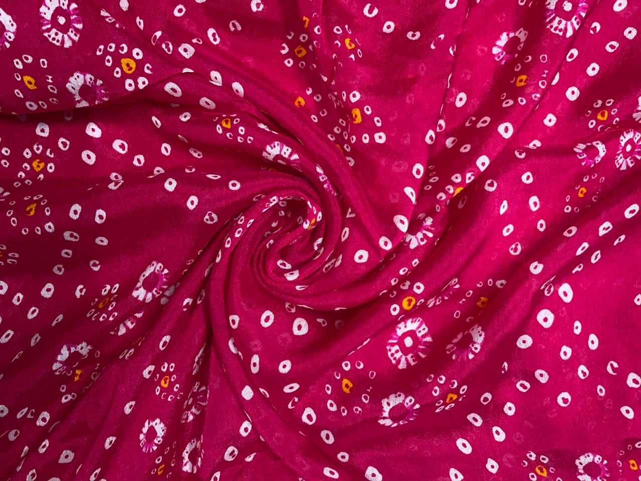 Magenta Floral Chinon Chiffon Fabric Kapdashop