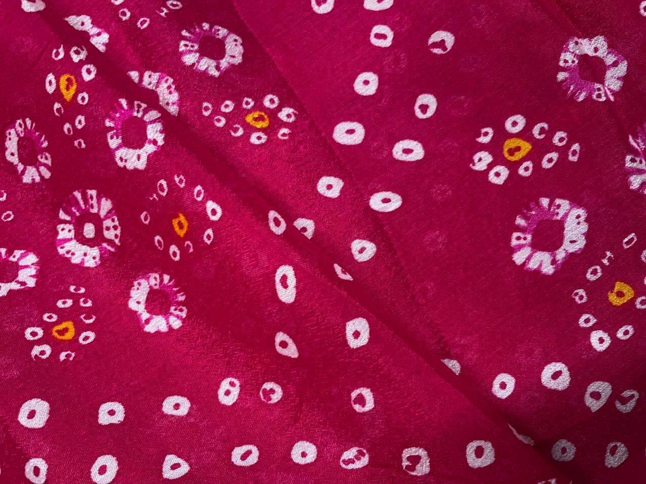 Magenta Floral Chinon Chiffon Fabric Kapdashop