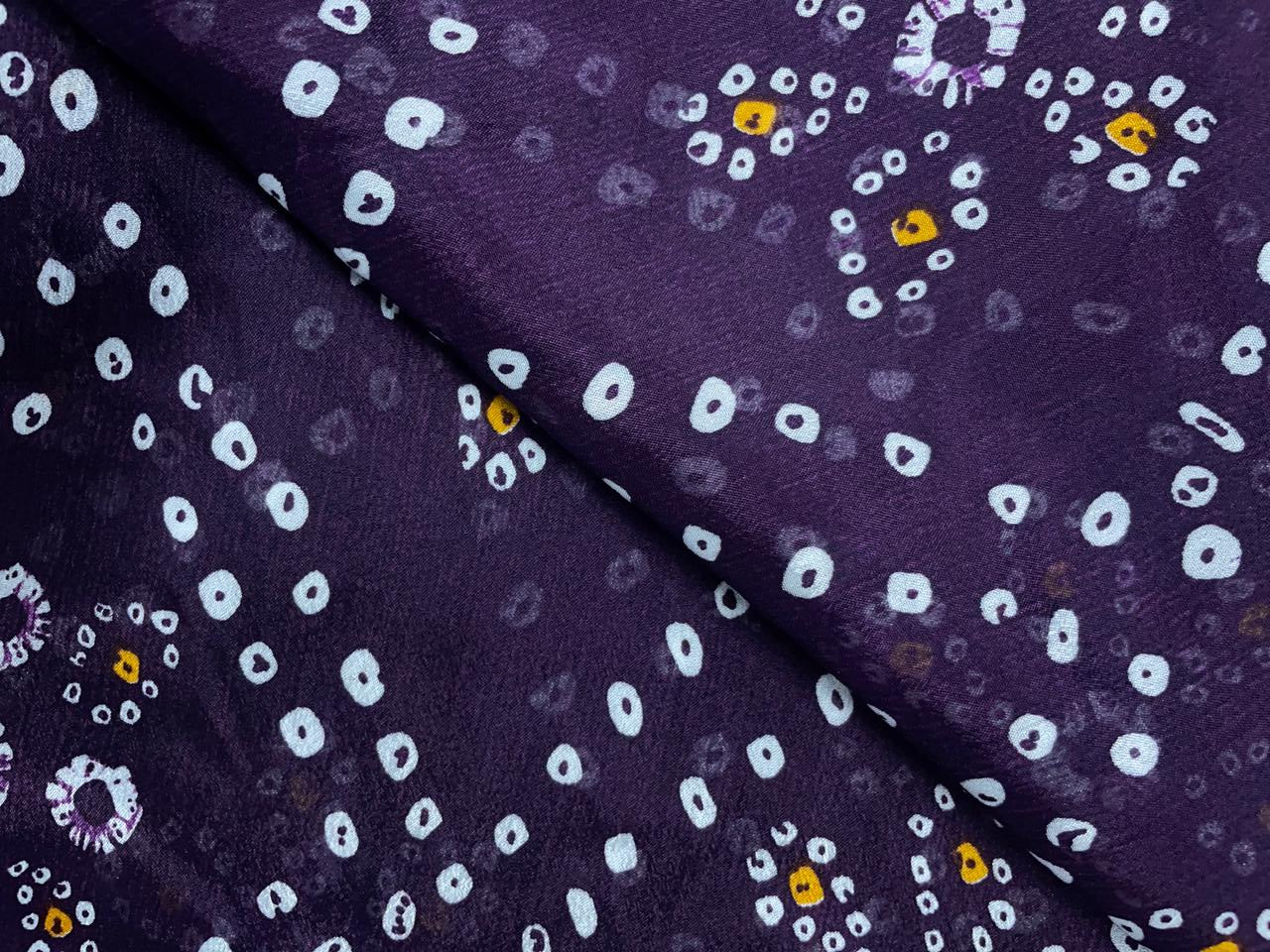 Royal Purple Floral Chinon Chiffon Fabric Kapdashop