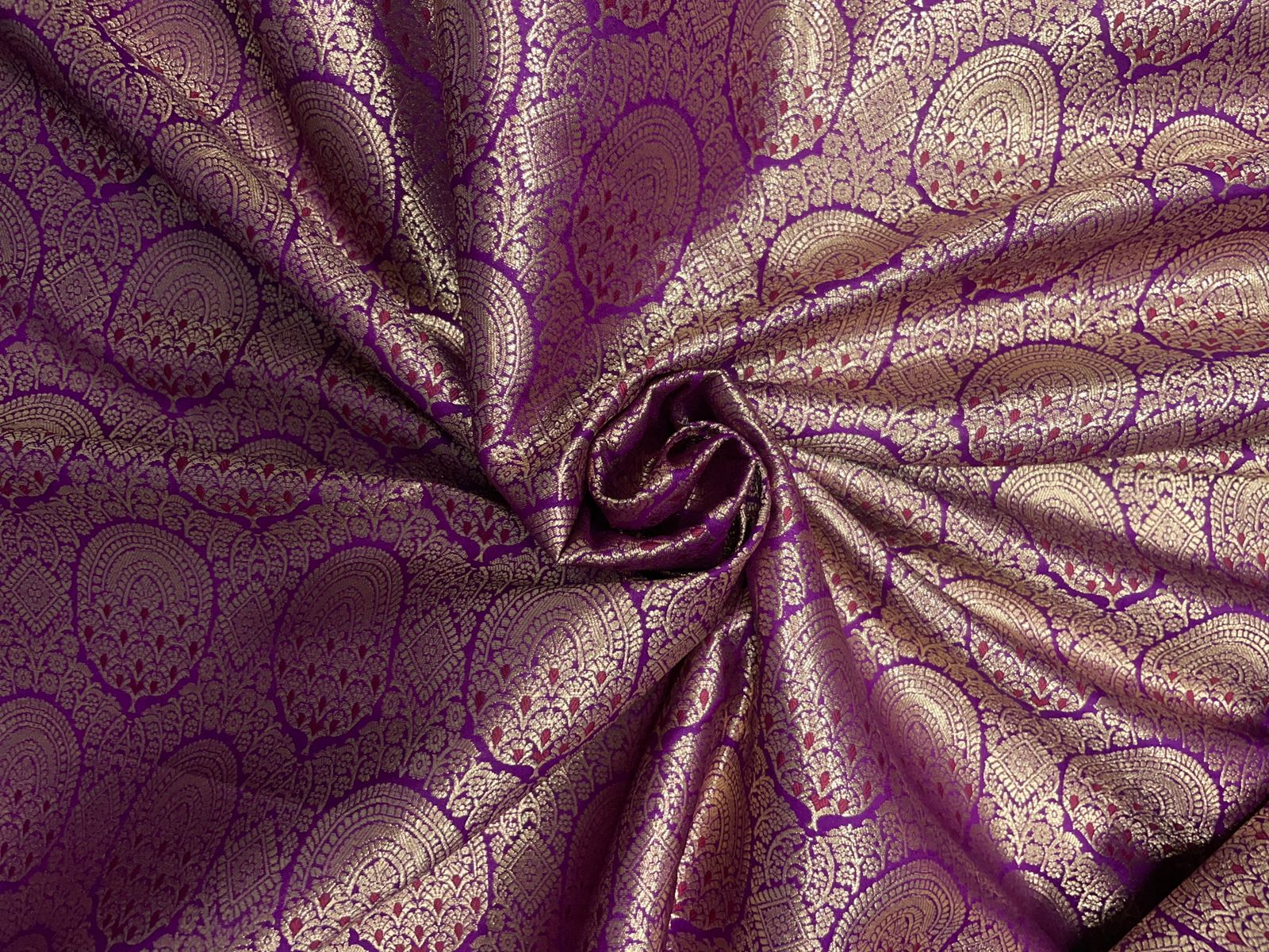 Purple Geometric Banarasi Brocade Fabric KTEX