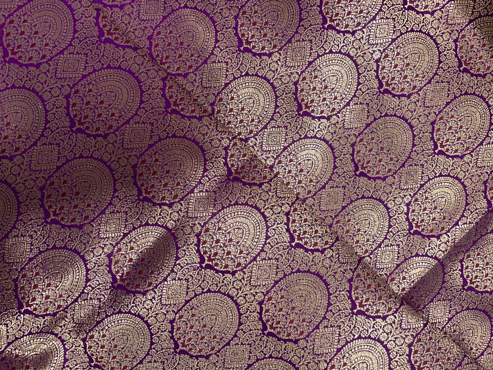 Purple Geometric Banarasi Brocade Fabric KTEX