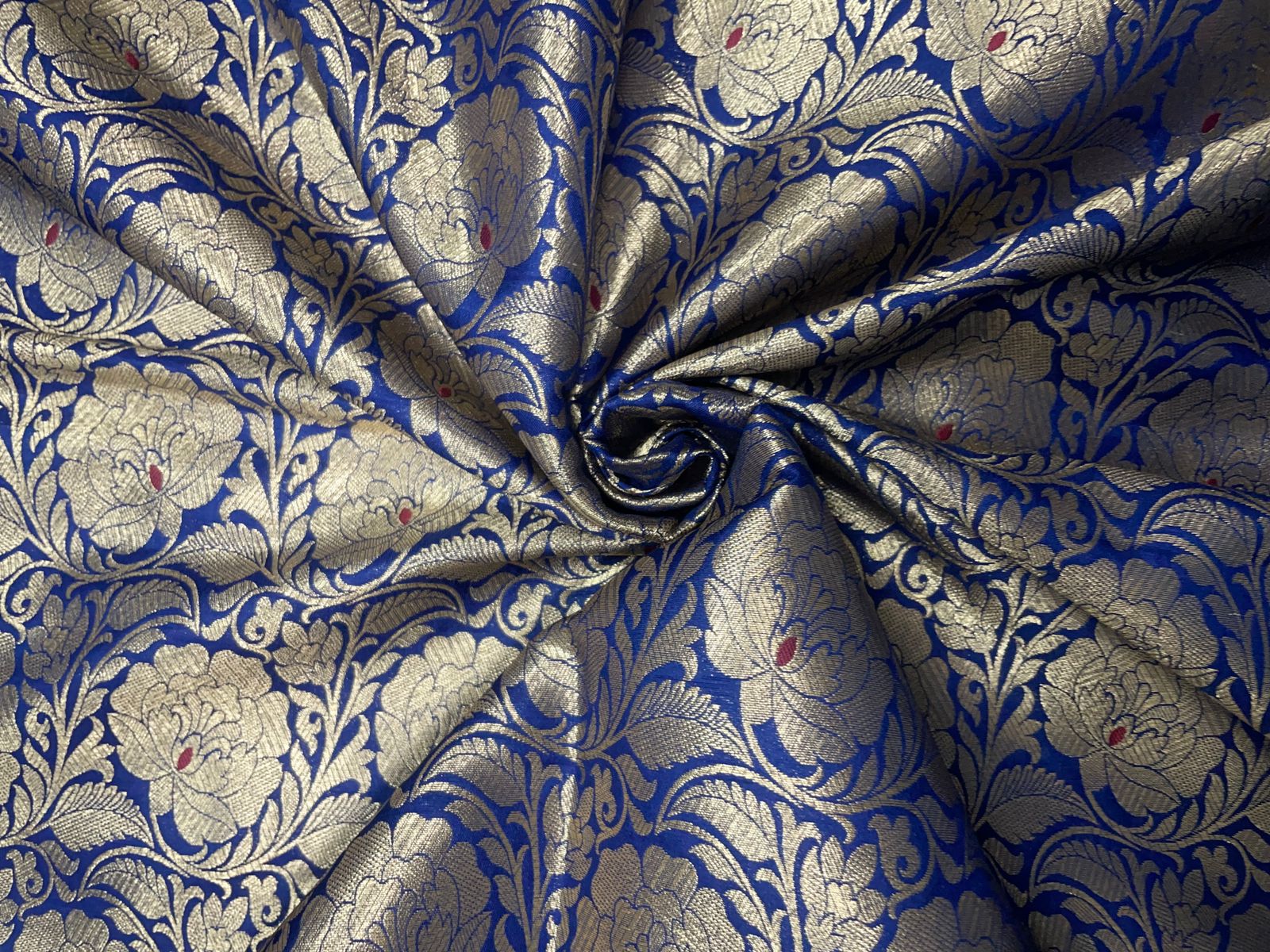 Navy Blue Floral Brocade 44 Kapdashop