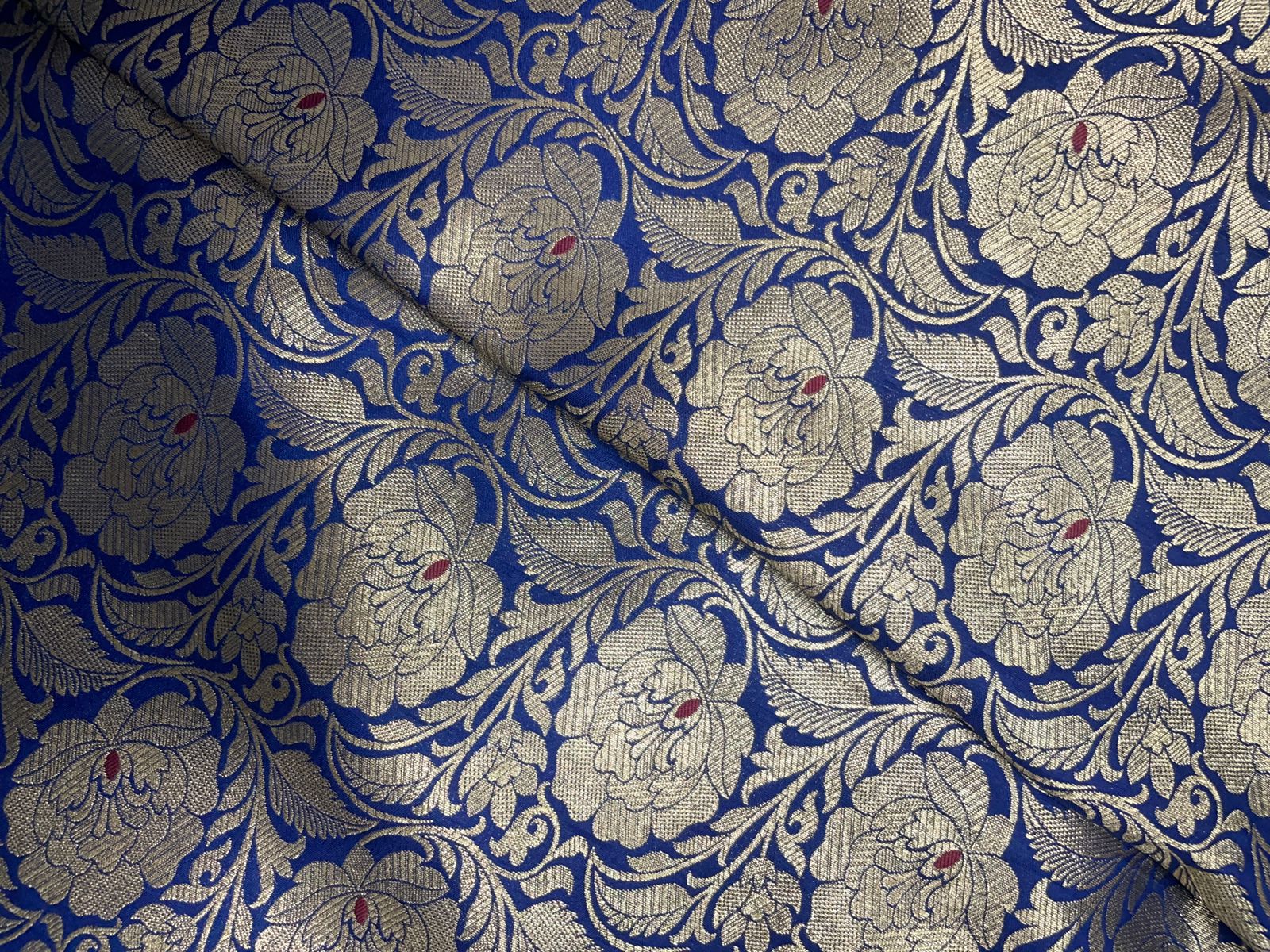 Navy Blue Floral Brocade 44 Kapdashop