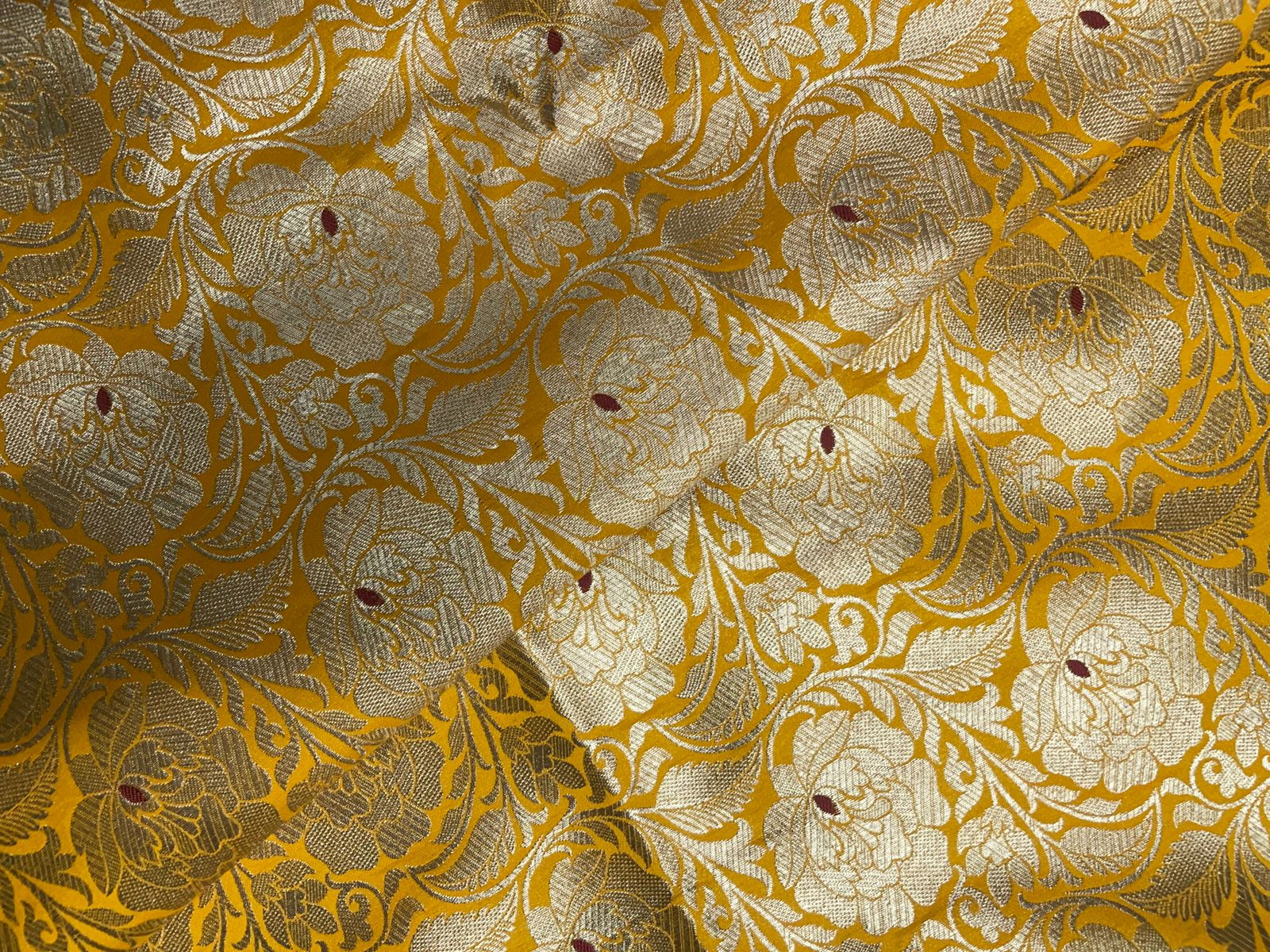 Bright Yellow Floral Brocade 44 Kapdashop