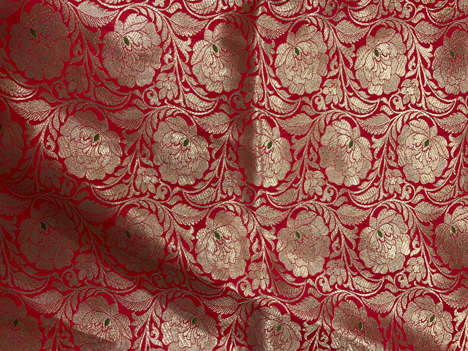 Red Floral Banarasi Brocade Fabric KTEX