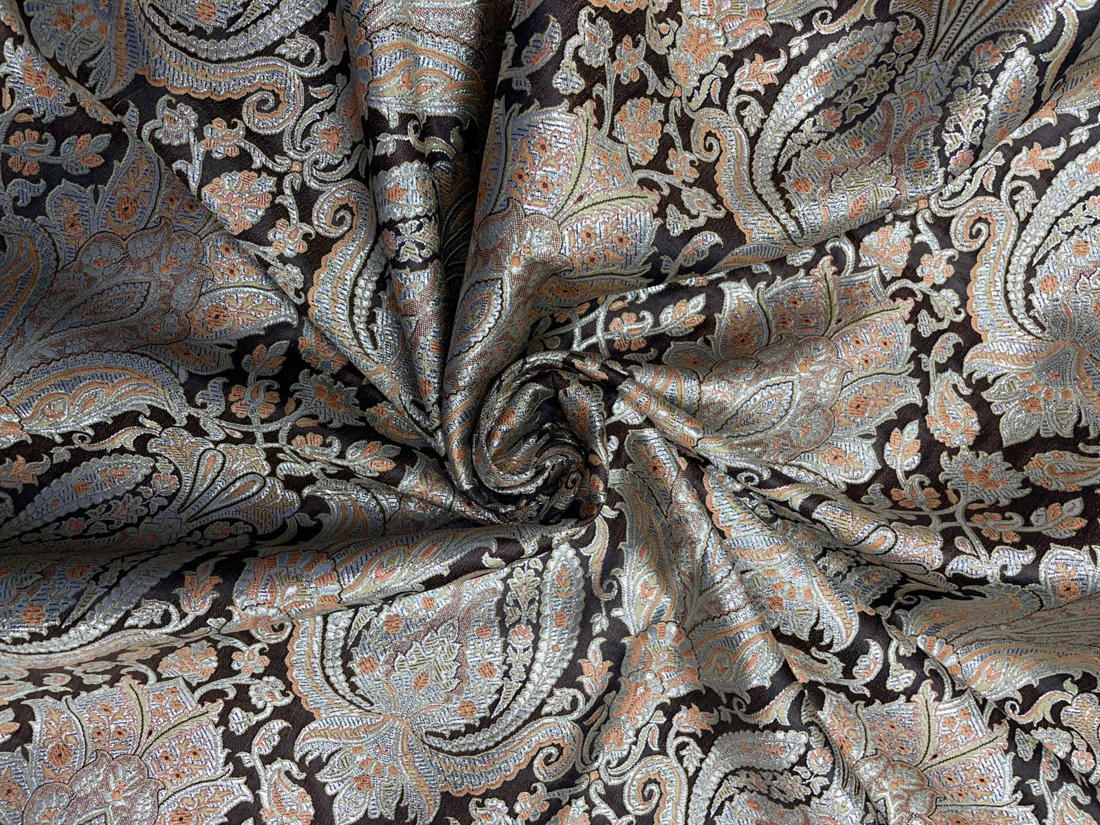 Brown Floral Brocade 44 Kapdashop