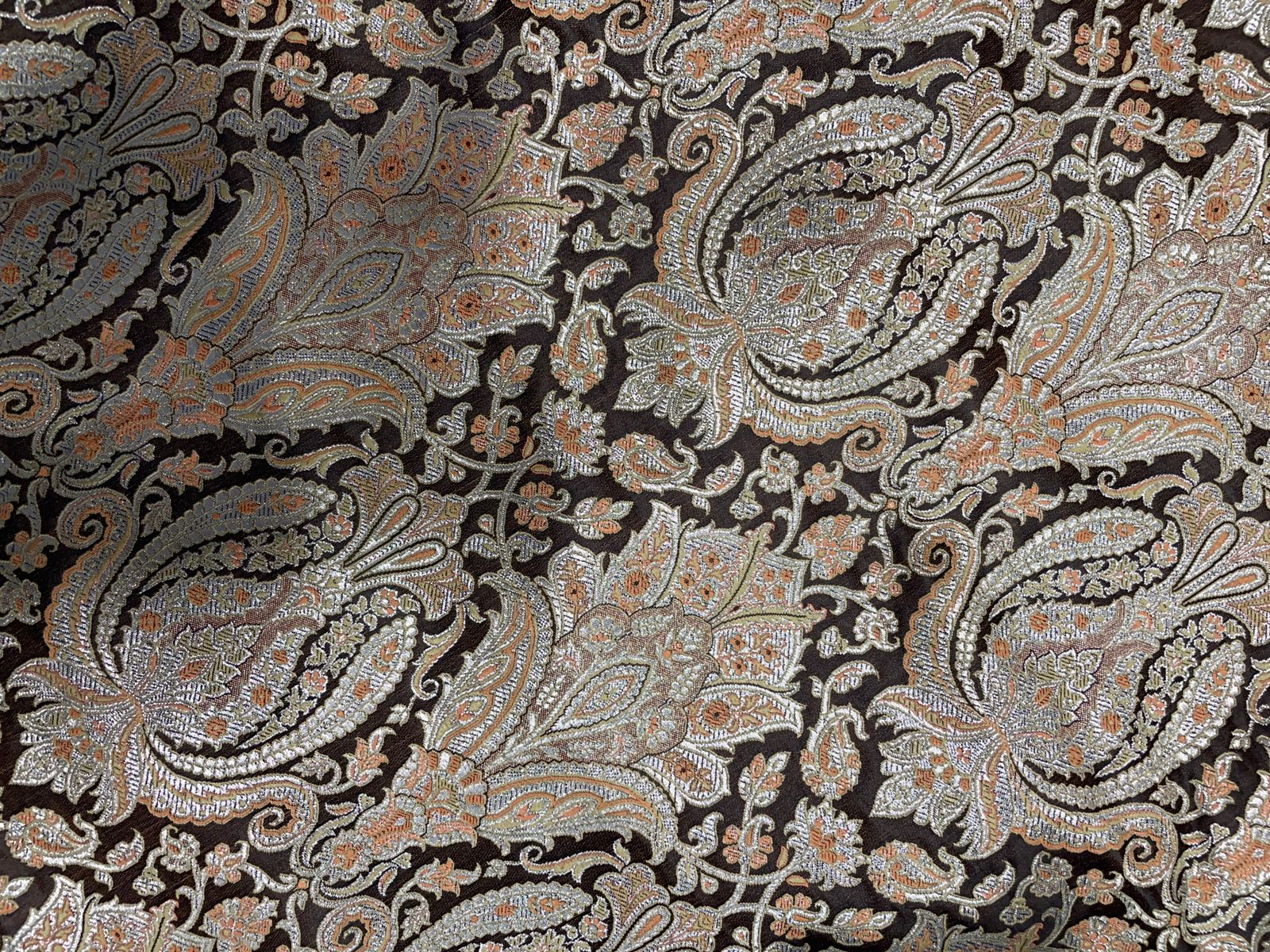 Brown Floral Banarasi Brocade Fabric KTEX