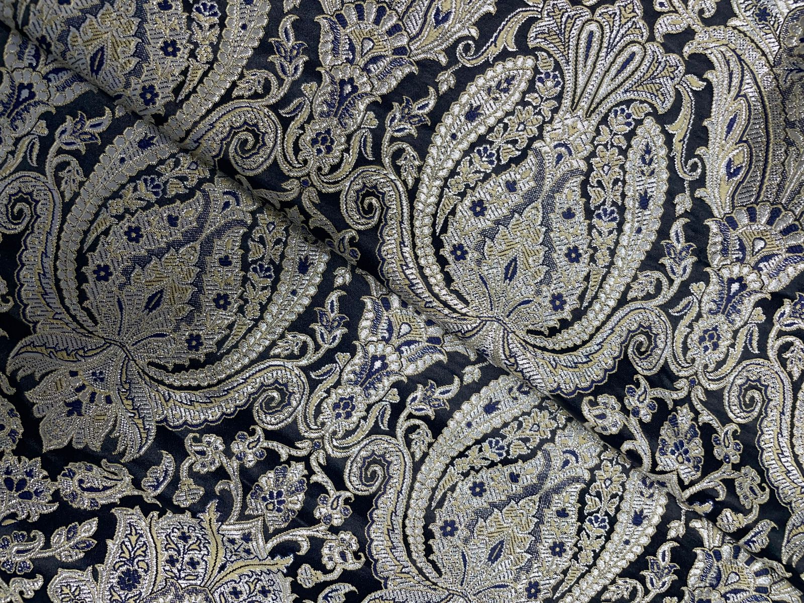 Black Silver Floral Brocade 44 Kapdashop