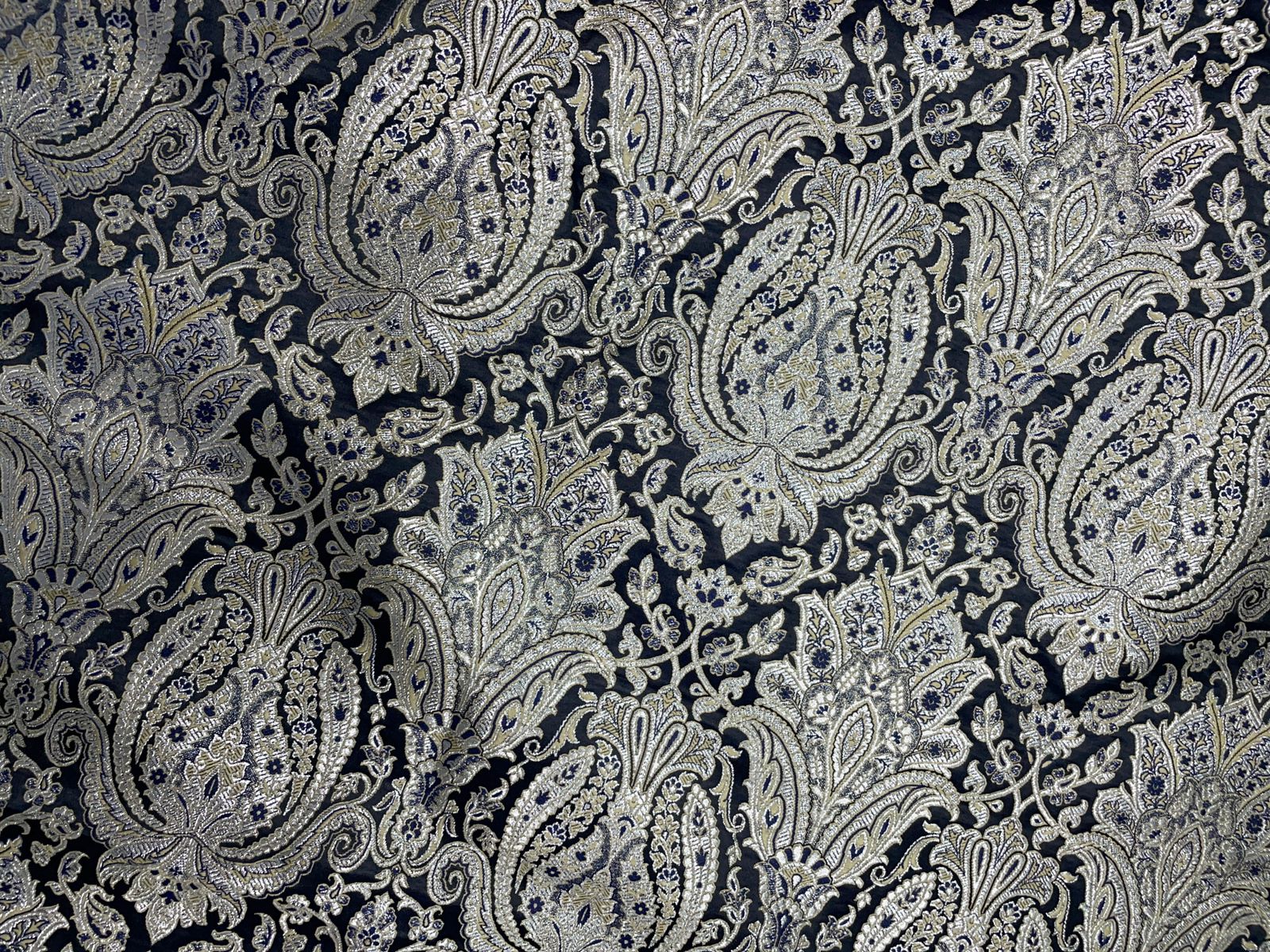 Black Silver Floral Brocade 44 Kapdashop