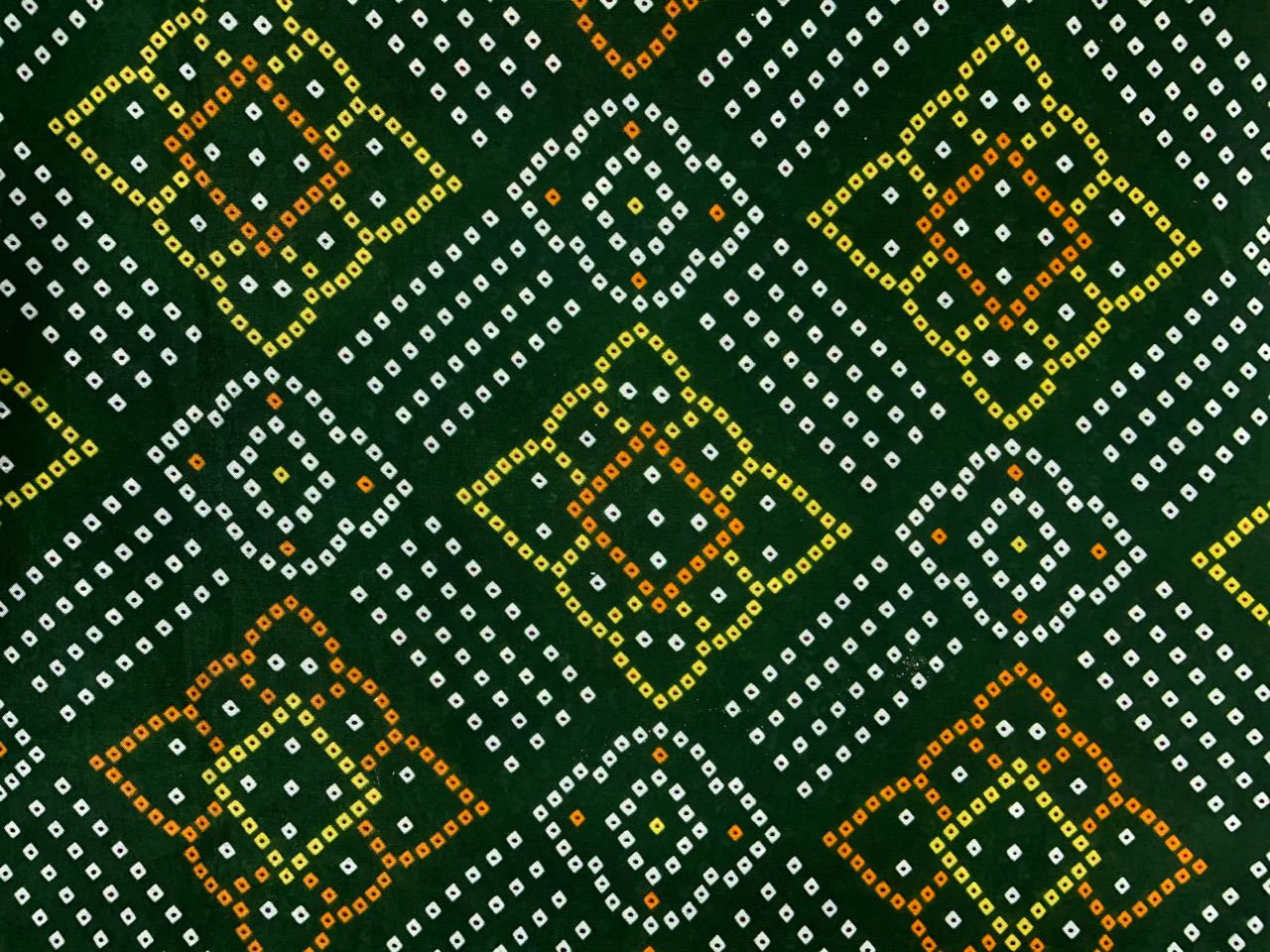 Green Geometric Habutai Silk Fabric KTEX