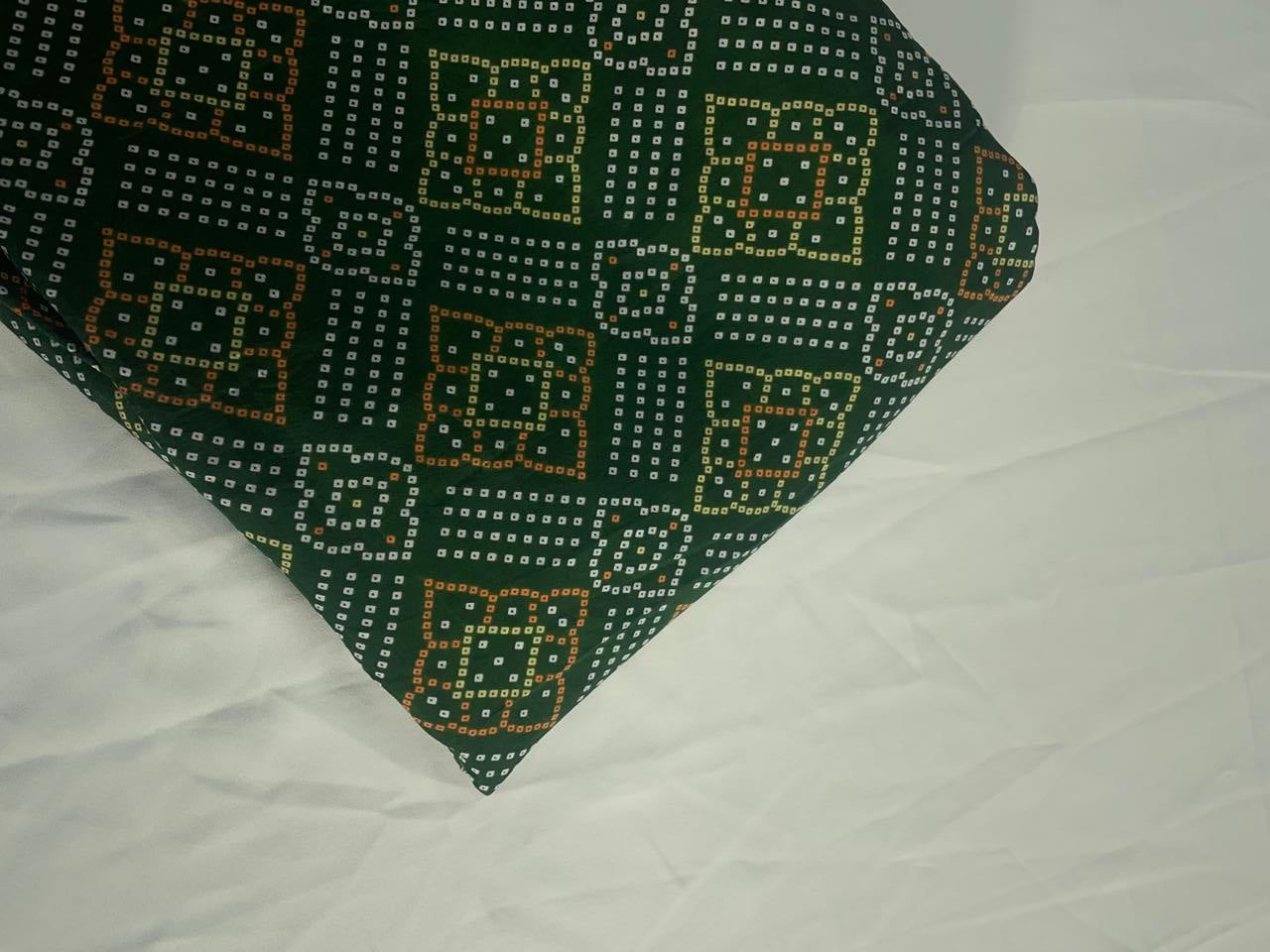 Green Geometric Habutai Silk Fabric KTEX