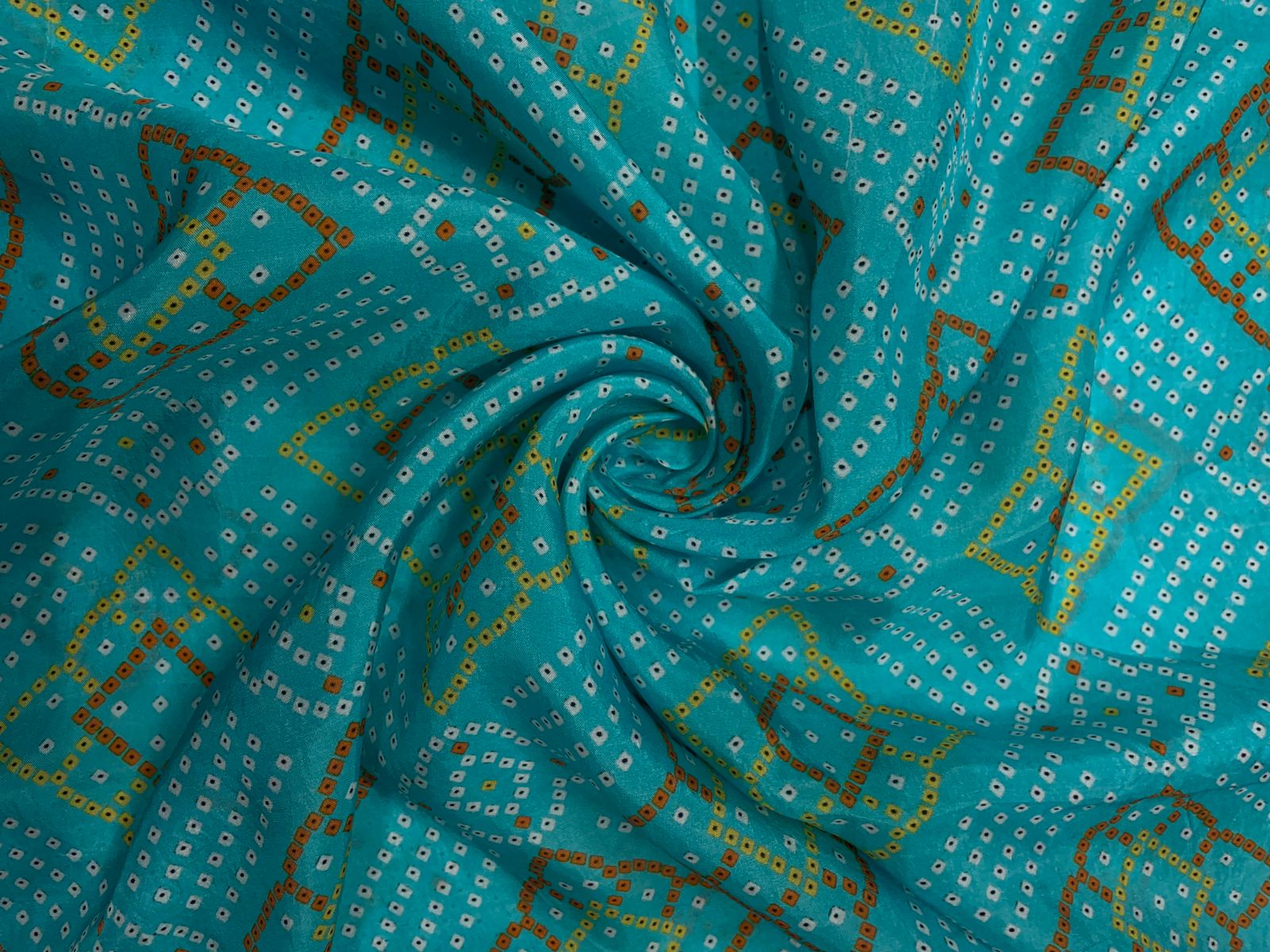 Sky Blue Geometric Habutai Silk Print 44 Kapdashop