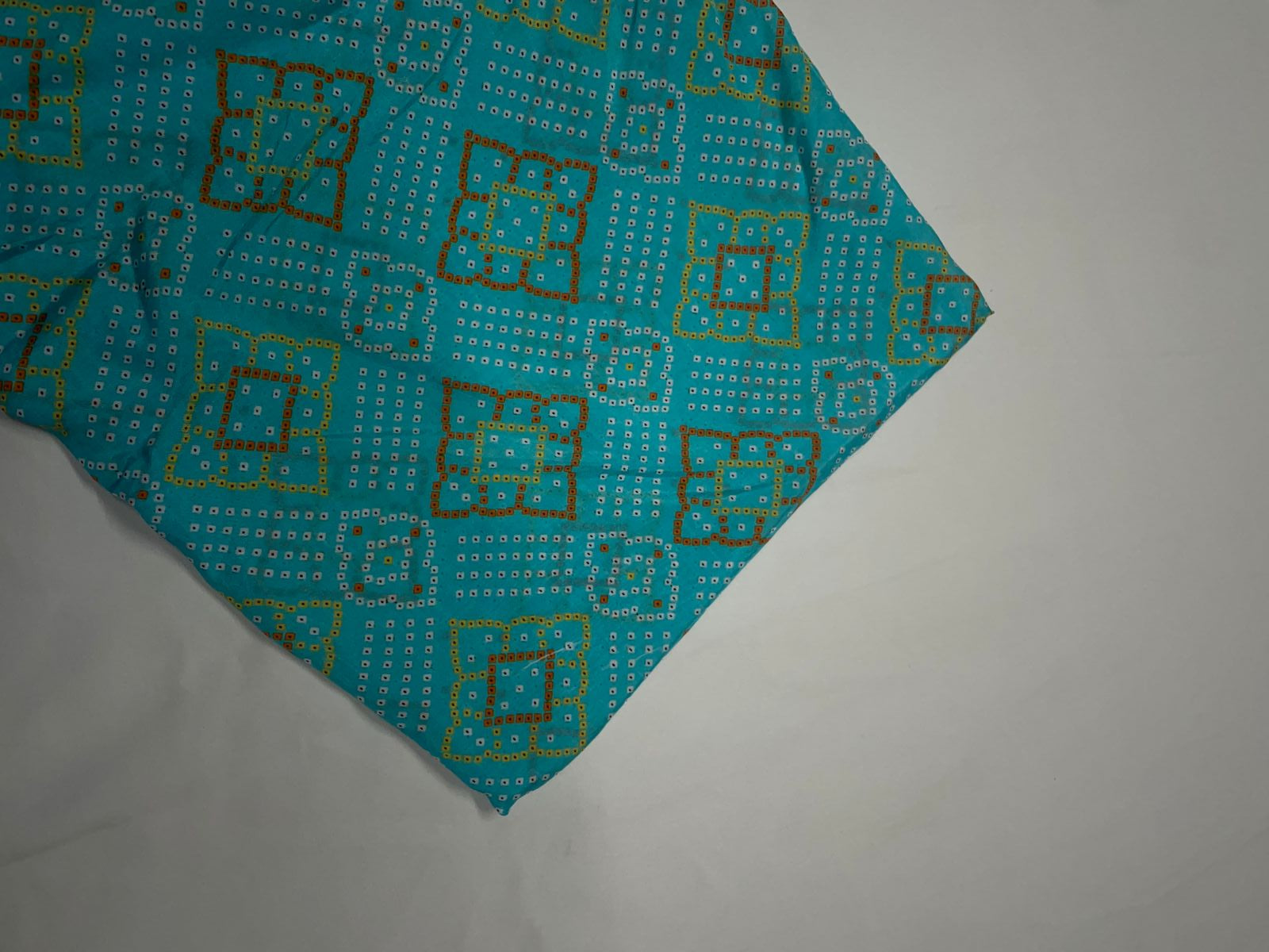 Sky Blue Geometric Habutai Silk Fabric KTEX
