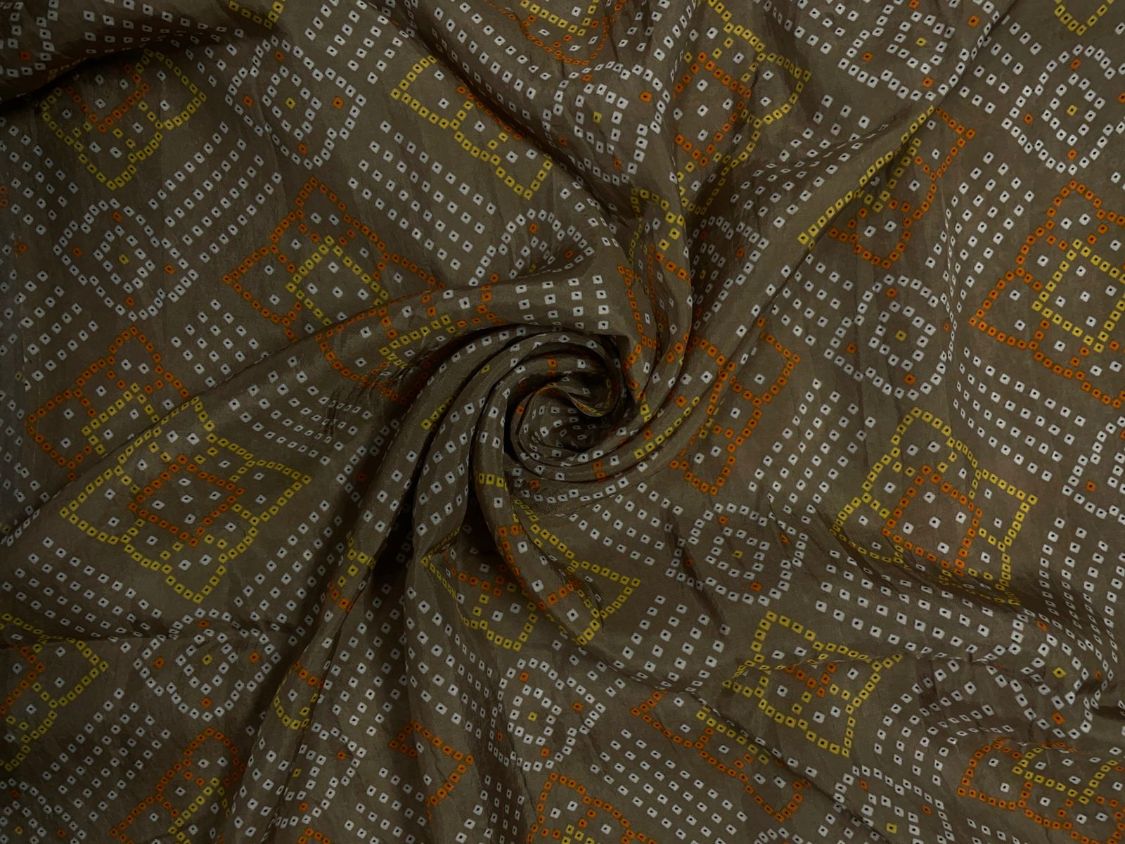 Light brown Geometric Habutai Silk Print 44 Kapdashop
