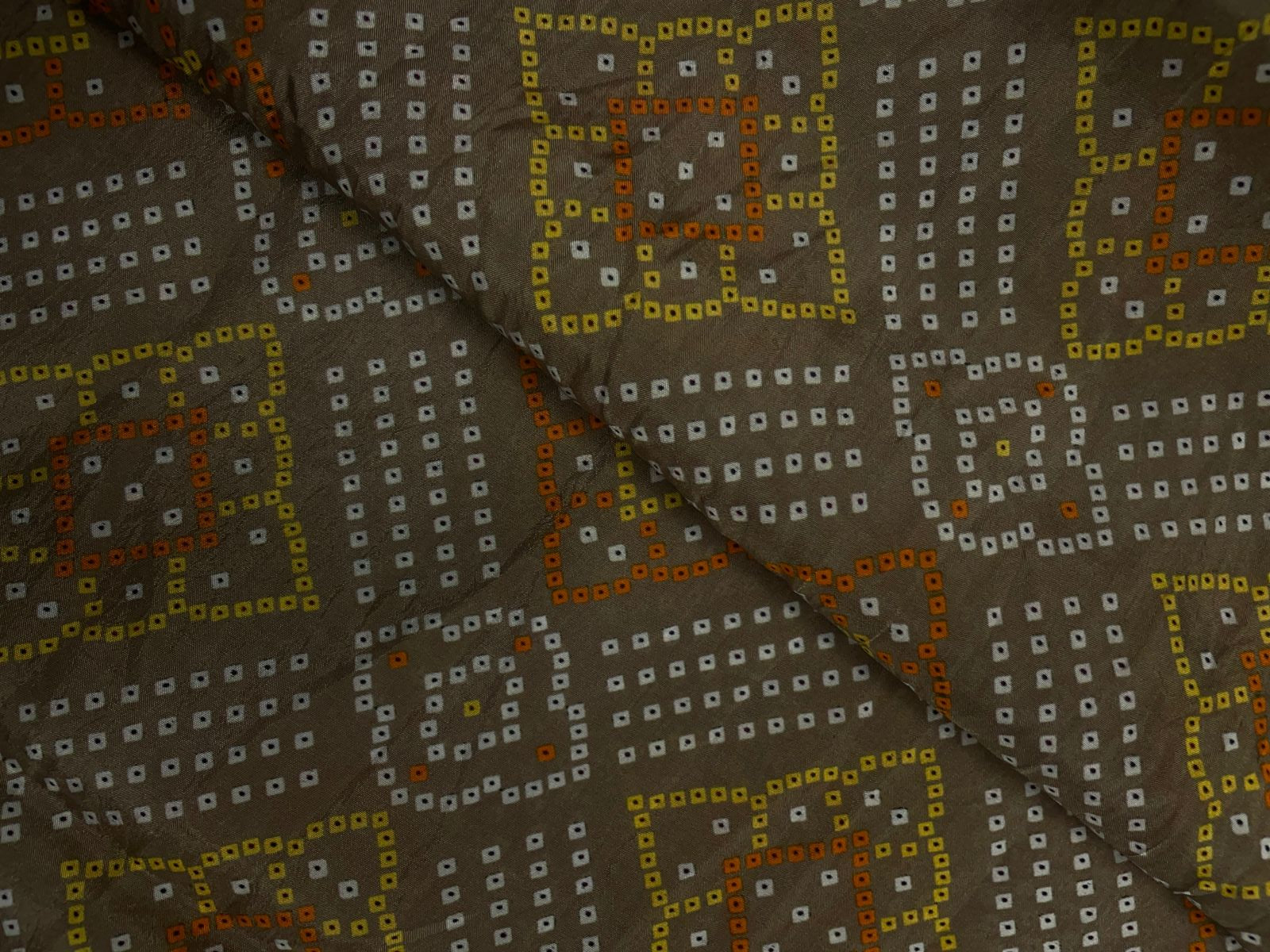 Light brown Geometric Habutai Silk Fabric KTEX