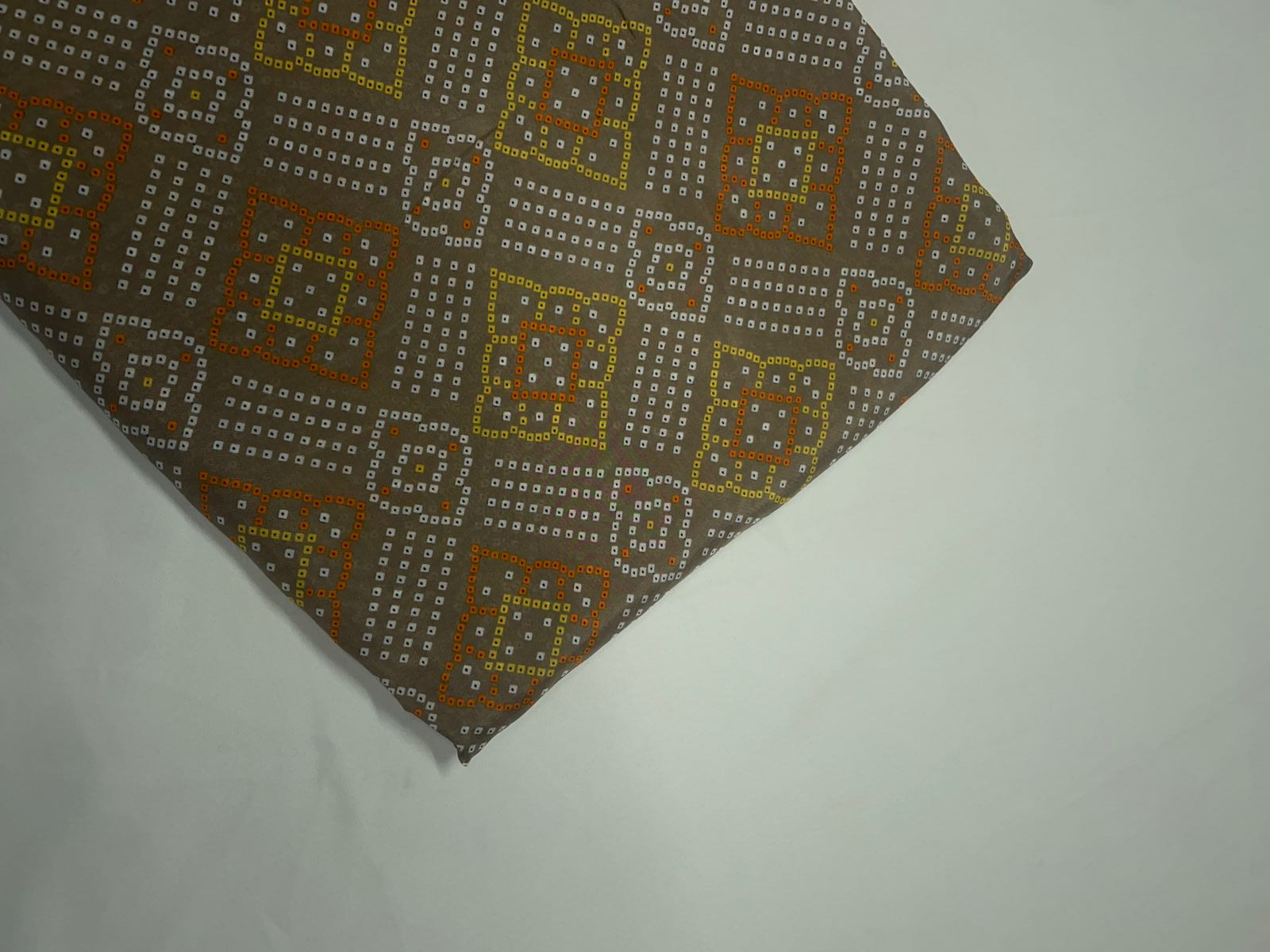 Light brown Geometric Habutai Silk Print 44 Kapdashop