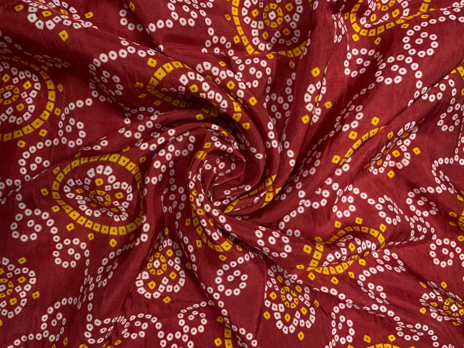 Dark Red Geometric Habutai Silk Print 44 Kapdashop