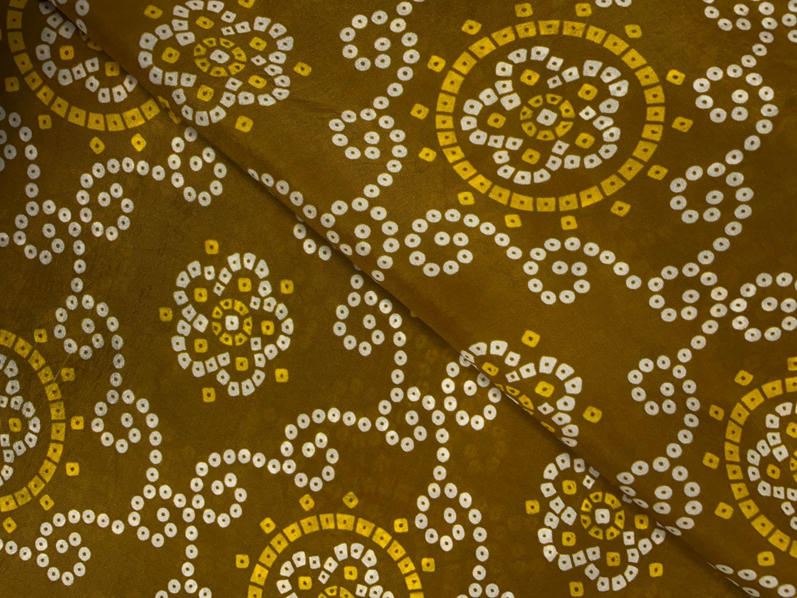 Dark Mustard Geometric Habutai Silk Print 44 Kapdashop