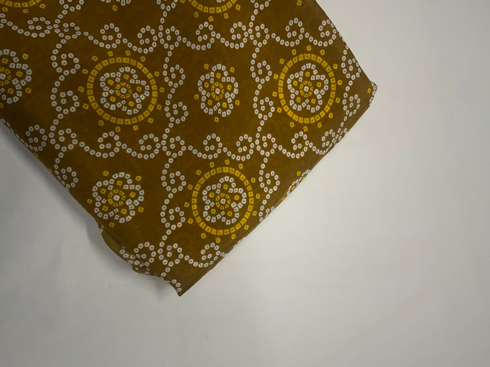 Dark Mustard Geometric Habutai Silk Fabric KTEX