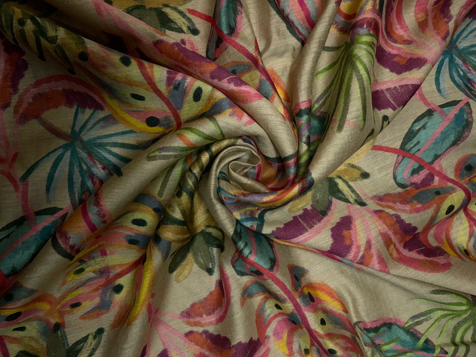 Multicolor Floral Pure Monga Silk Fabric KTEX