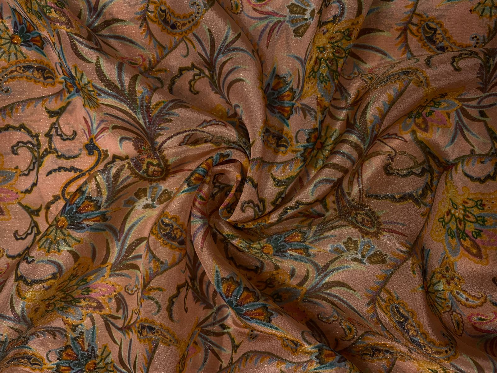 Peach Multicolor Floral Tissue Print 44 Kapdashop