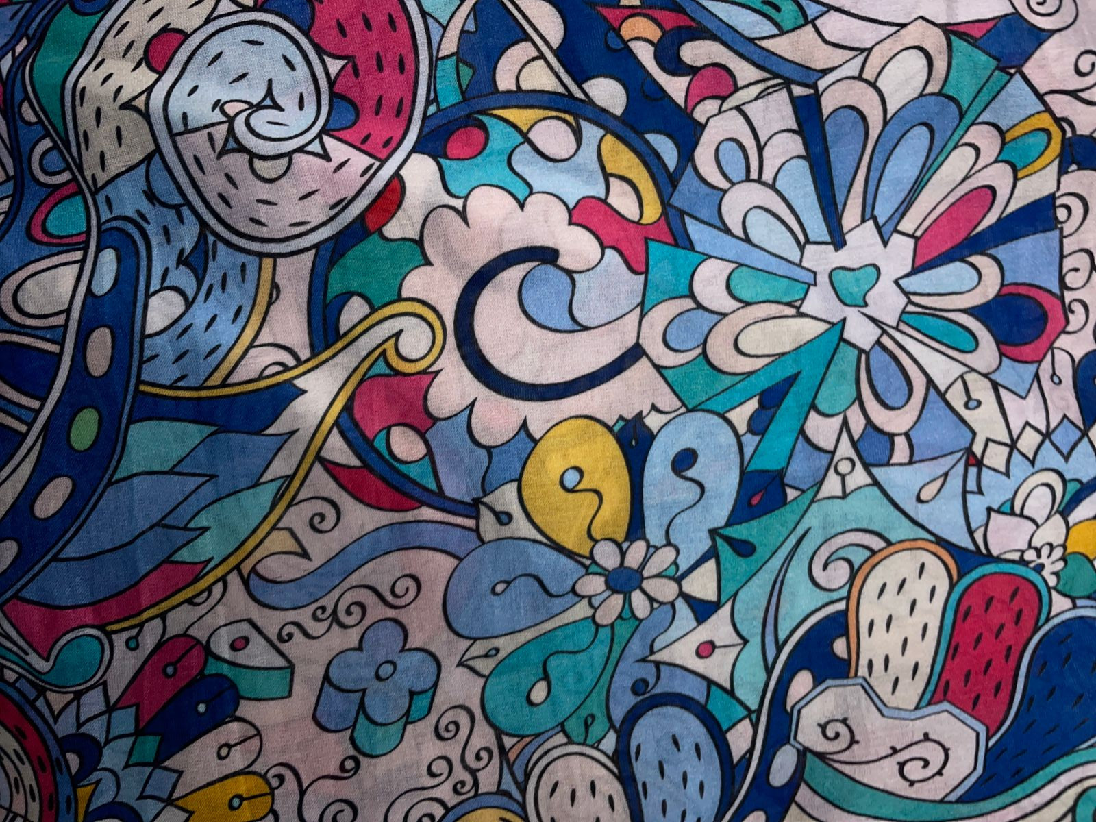 Multicolor Abstract Pure Chanderi Fabric KTEX